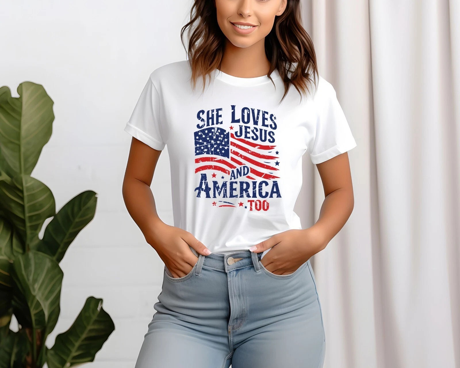 She Loves Jesus And America Too Shirt Independence Day Shirt 4th of July Gifts
