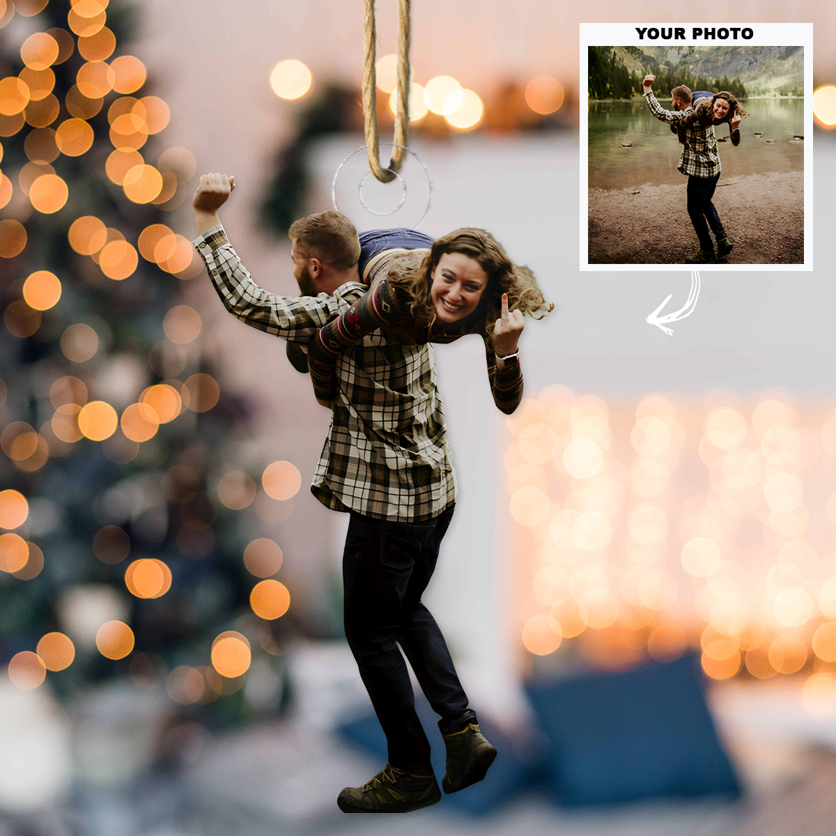 She Says Yes Personalized Photo Mica Ornament Customized Your Photo Ornament Christmas
