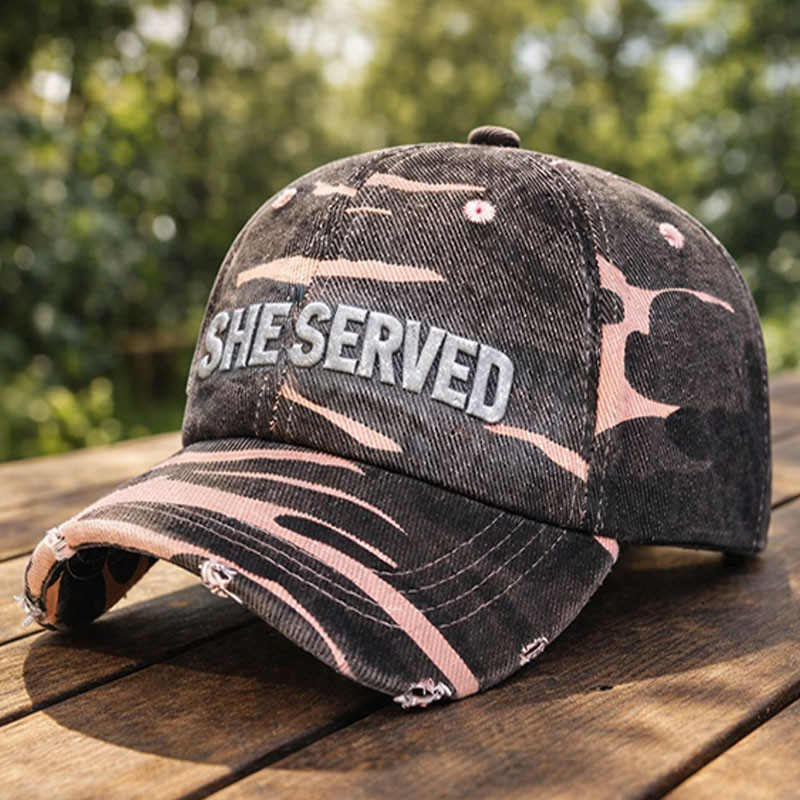 She Served Camo Hat Female Veteran Baseball Cap Best Gift For Mother