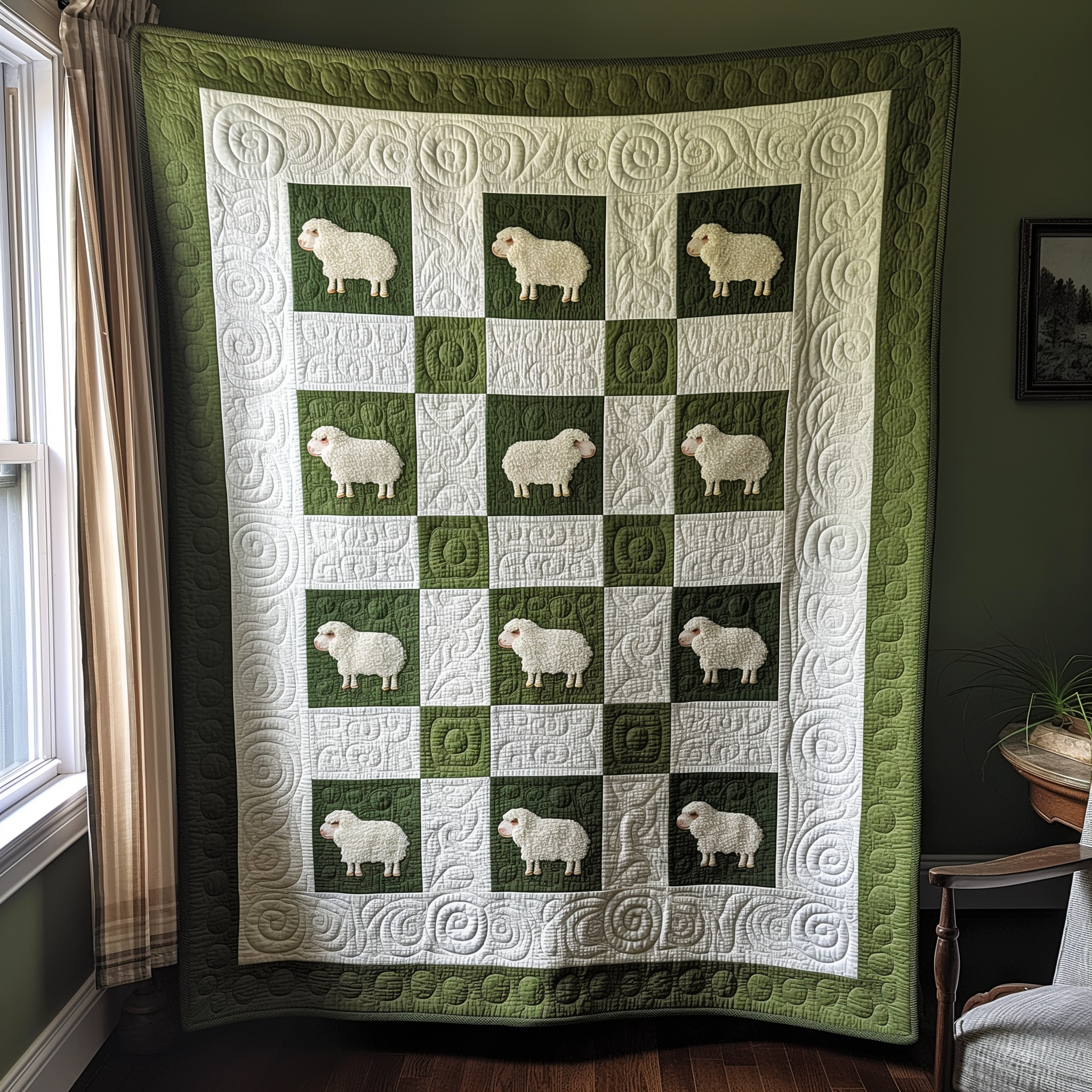 Sheep And Grasslands Quilted Blanket Presents For Sheep Lovers