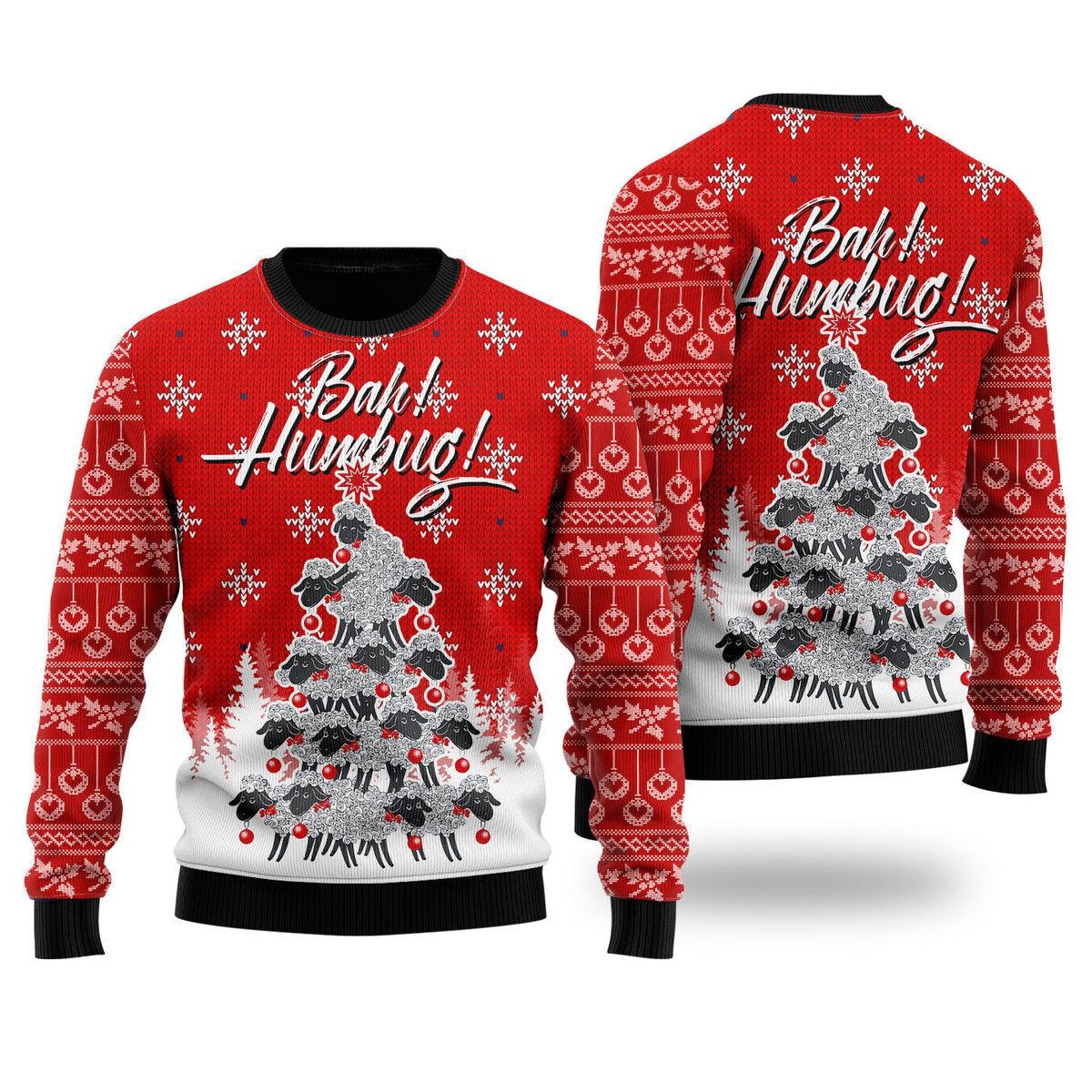 Sheep Bah Humbug Ugly Holiday Sweater Funny Jumper Christmas Gifts With Sheep On Them