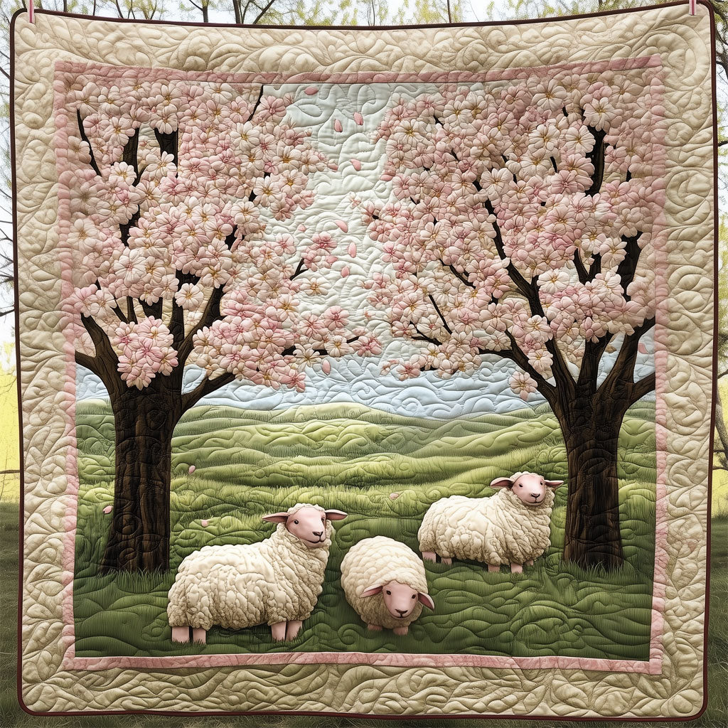 Sheep By The Peachblossom Tree Quilt Warm and Stylish Quilt Blanket for Winter Nights