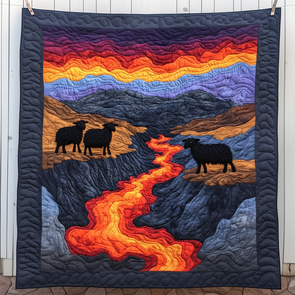 Sheep By The Volcano Quilt Lightweight Quilt Blanket for Year-Round Comfort