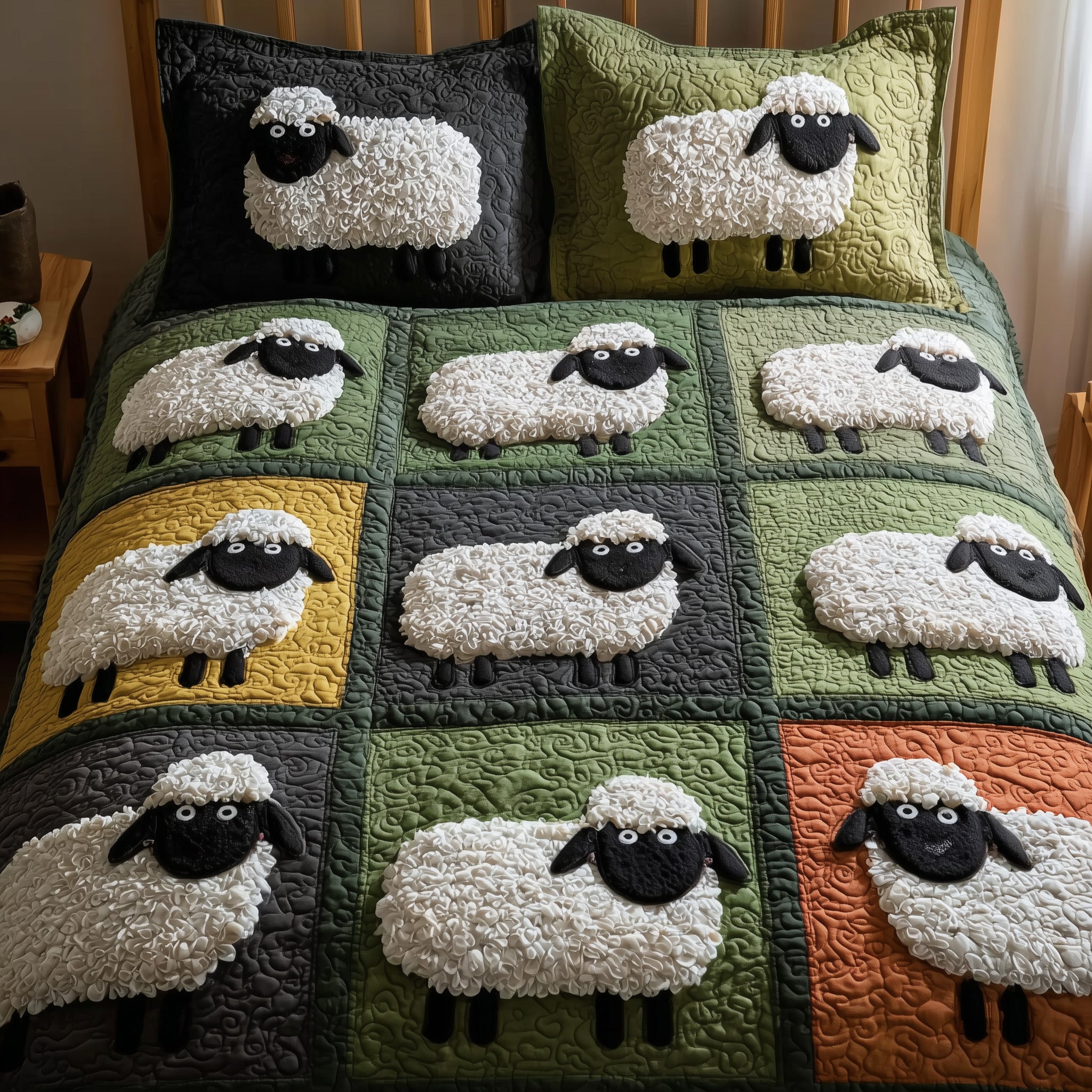 Sheep Charm Quilted Bedding Set Duvet Cover Bedspread Christmas Gifts For Sheep Farmers