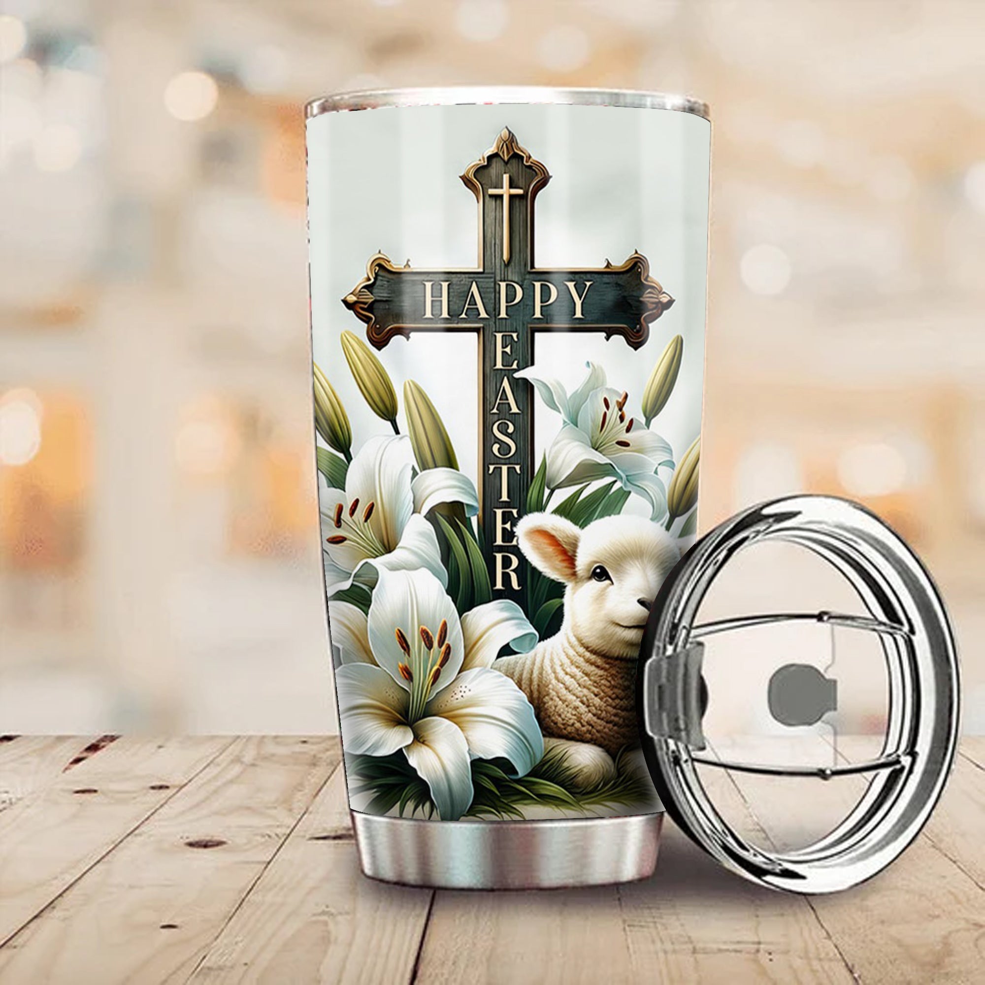 Sheep Happy Easter Tumbler He Is Risen Tumbler Cups Christian Merch Easter Gifts