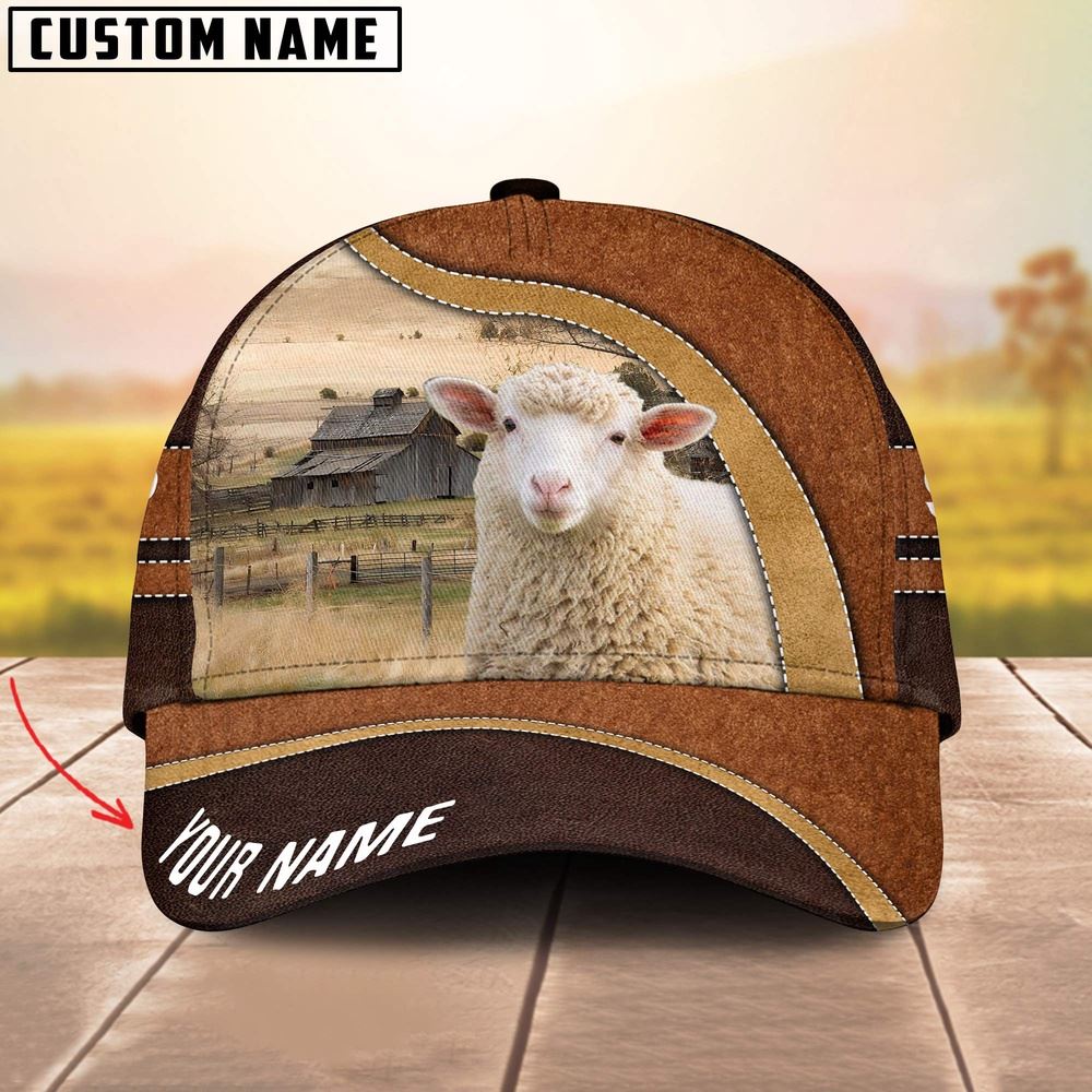 Sheep Happy Face Customized Name Cap Farmer Baseball Cap Gift For Farmer