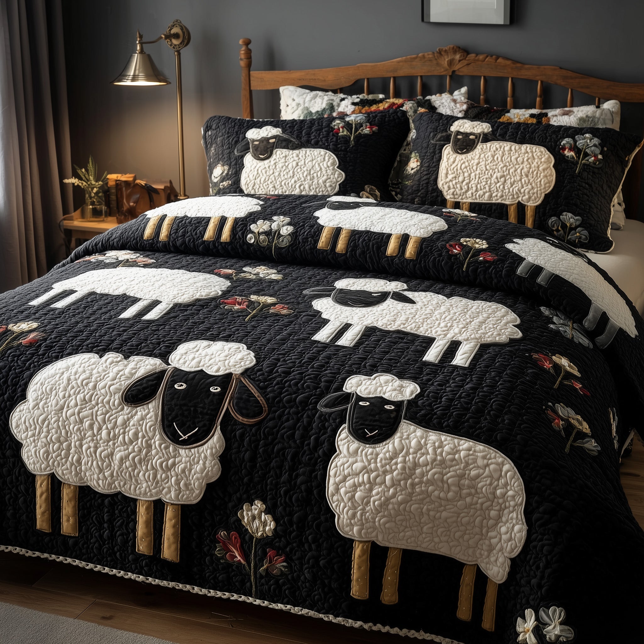 Sheep Haven Quilted Bedding Set Duvet Cover Bedspread Gifts With Sheep Themes