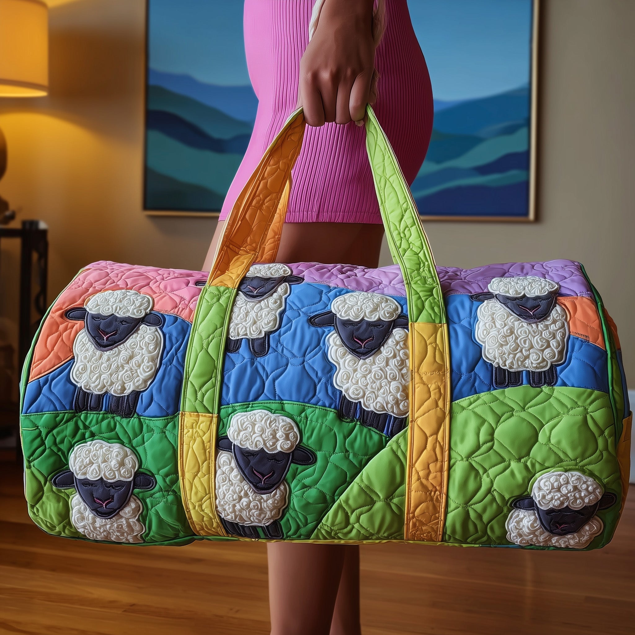 Sheep Haven Quilted Duffle Bag Anniversary Gift Idea