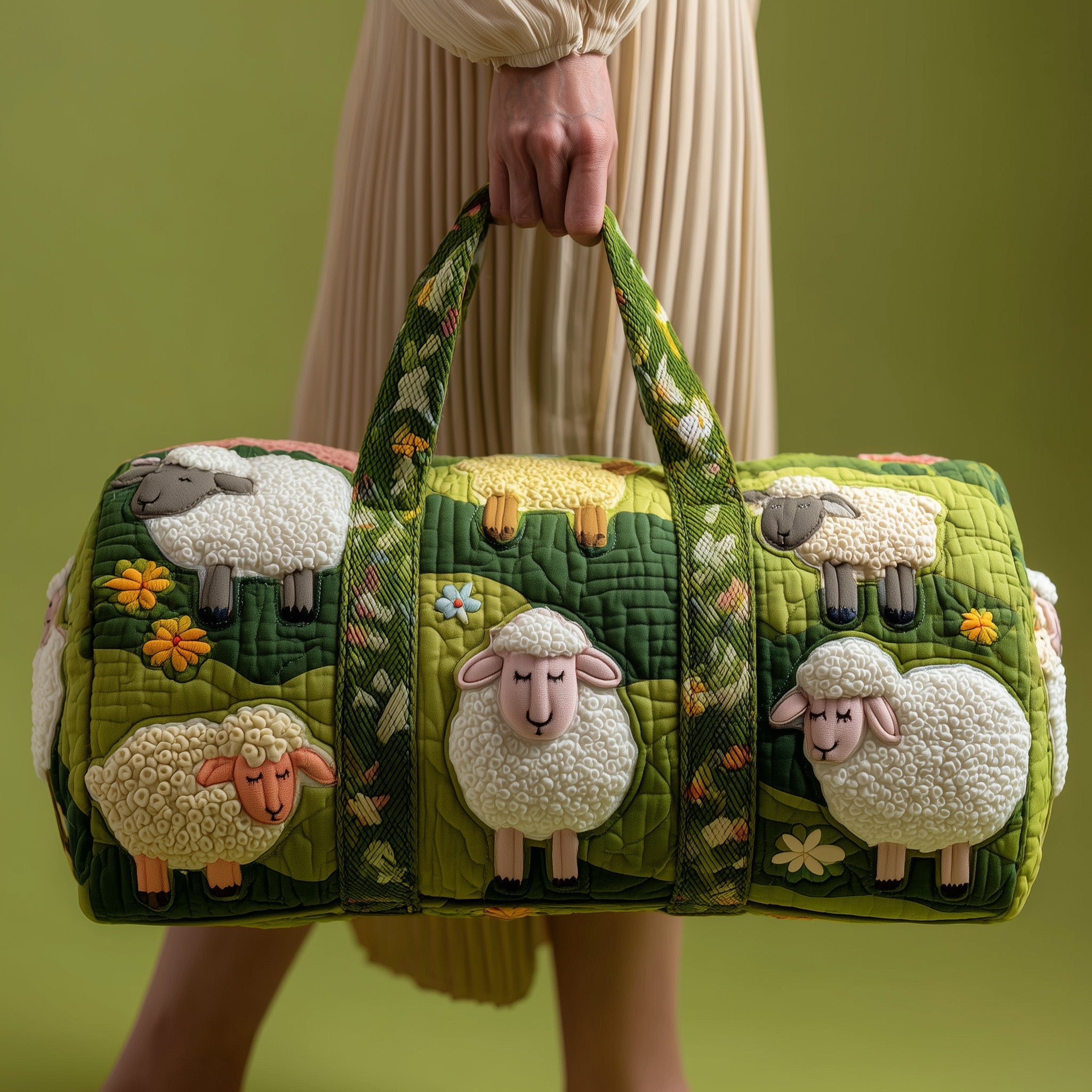 Sheep Haven Quilted Duffle Bag Gift For Mom