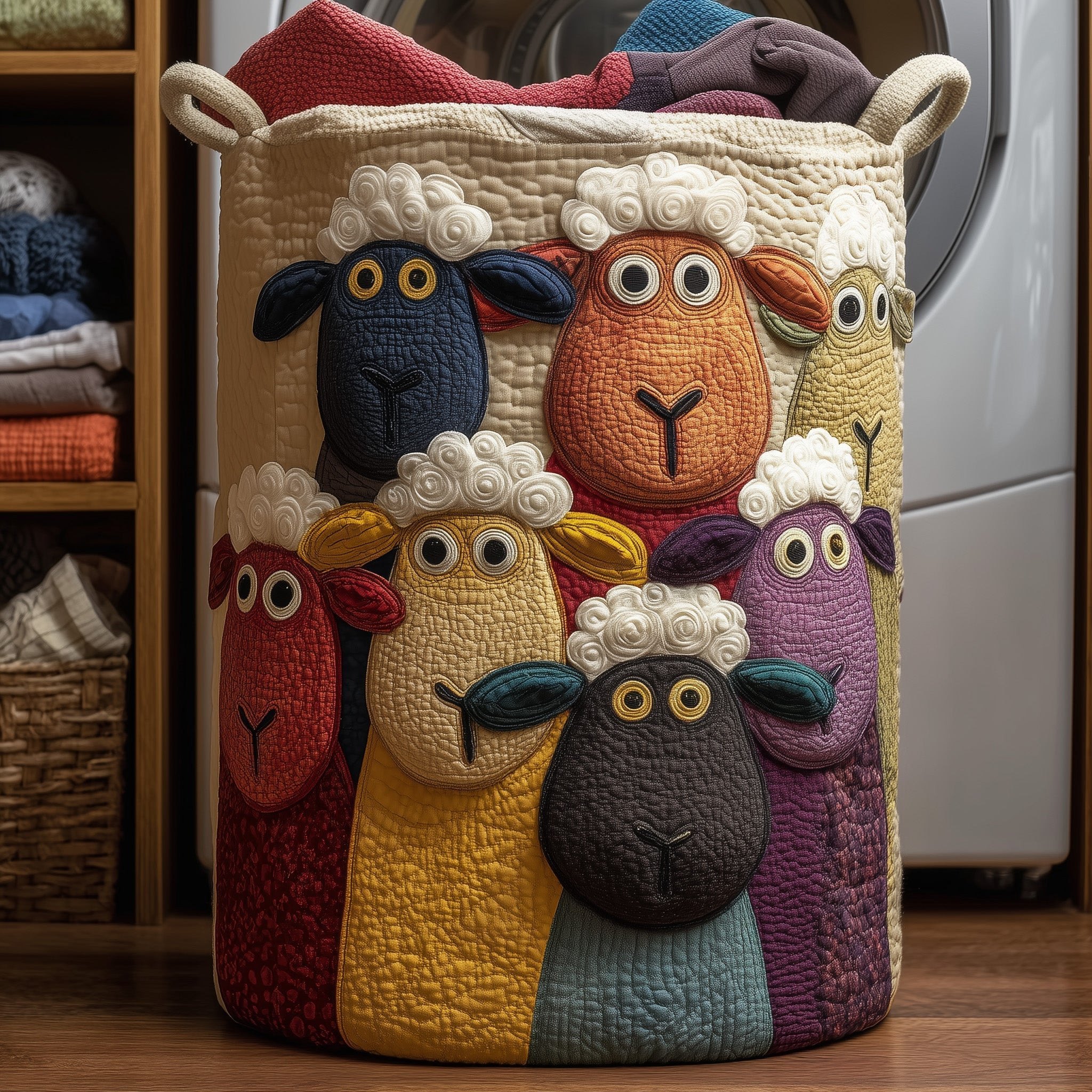 Sheep Haven Quilted Laundry Basket Funny Home Decor Gift Ideas For Sheep Owners
