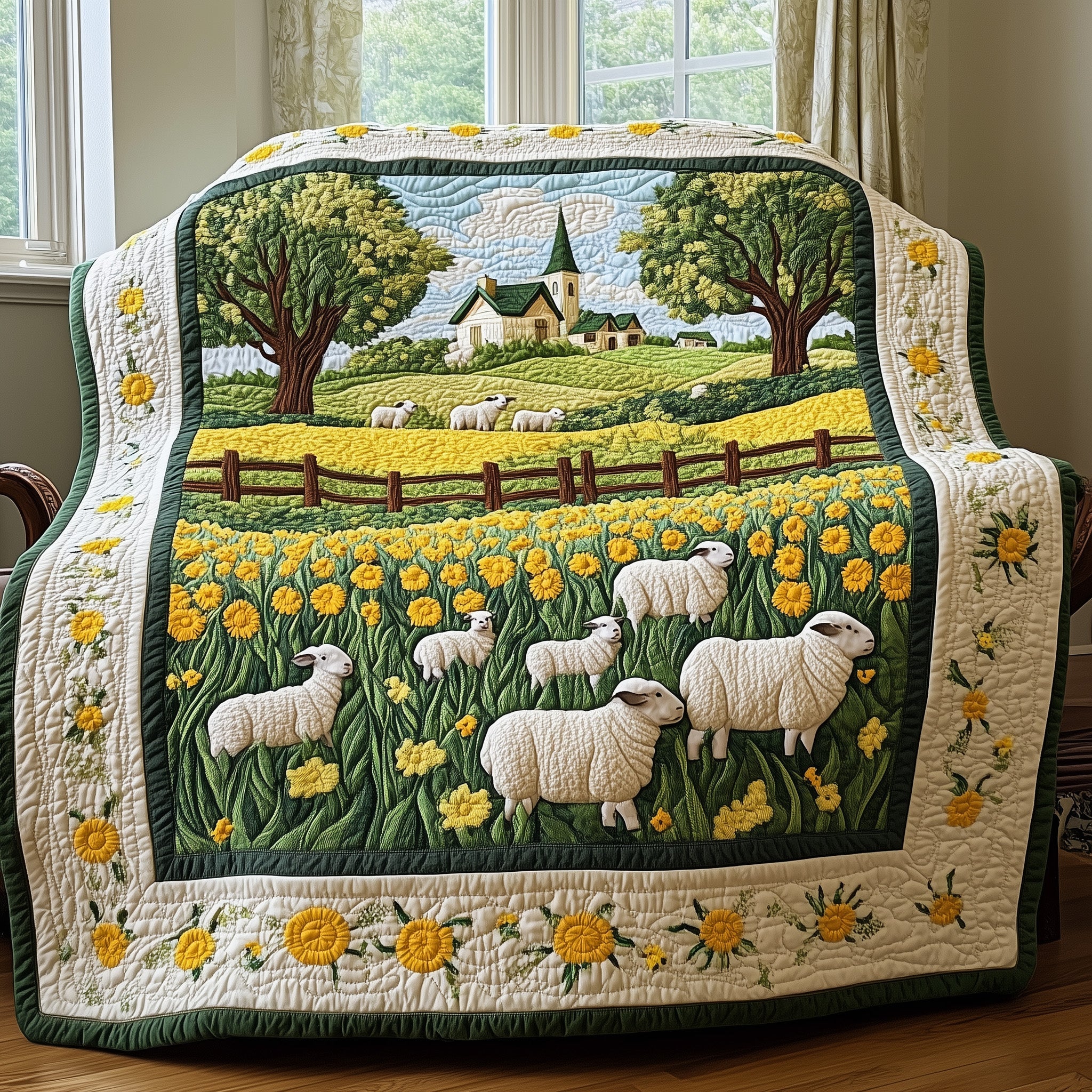 Sheep Heaven Quilted Blanket Merchandise Throw BlanketCute Sheep Gifts Christmas