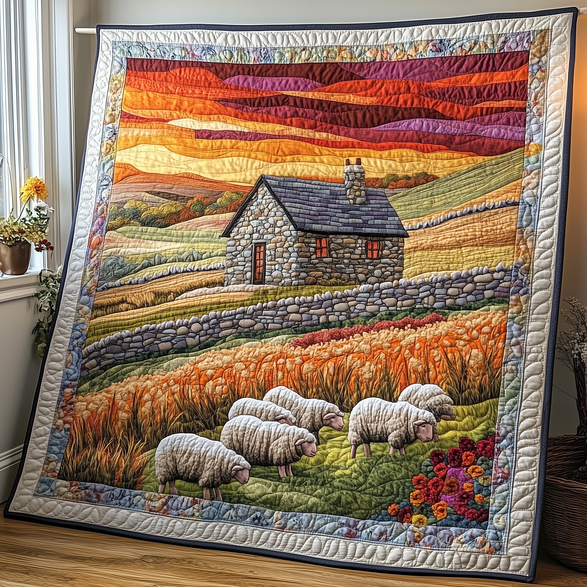 Sheep Heaven Quilted Blanket Merchandise Throw BlanketGifts For Sheep Lovers