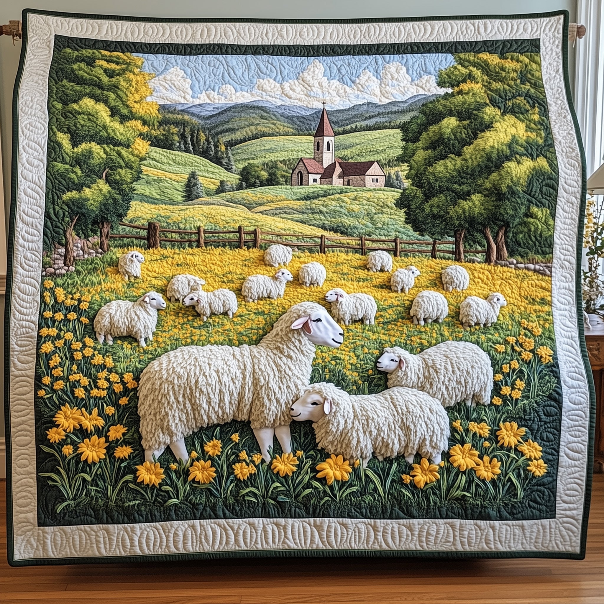 Sheep Heaven Quilted Blanket Merchandise Throw BlanketGifts With Sheep On Them