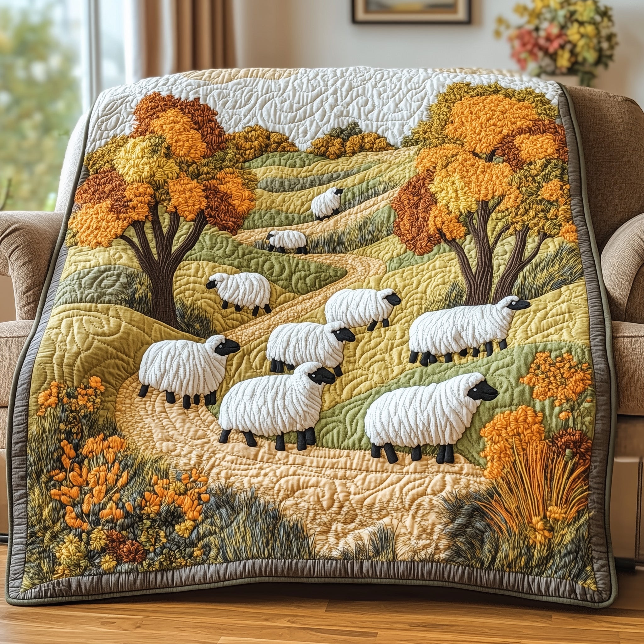 Sheep Heaven Quilted Blanket Merchandise Throw BlanketSheep Inspired Gifts