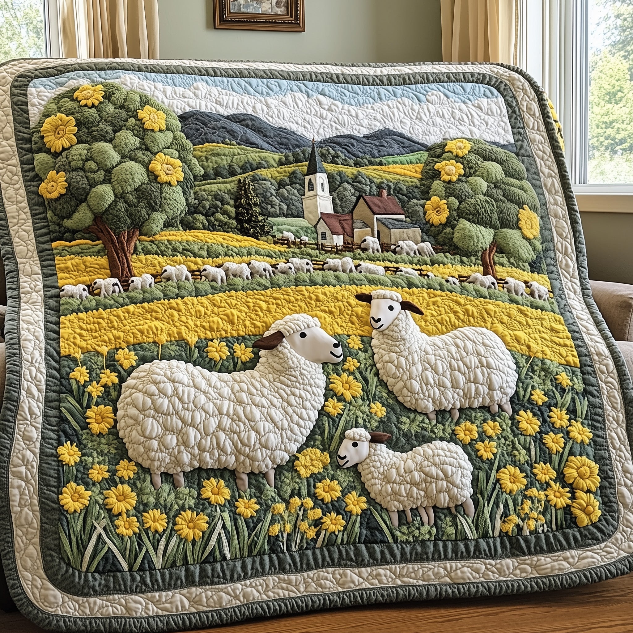 Sheep Heaven Quilted Blanket Merchandise Throw BlanketSheep Related Gifts
