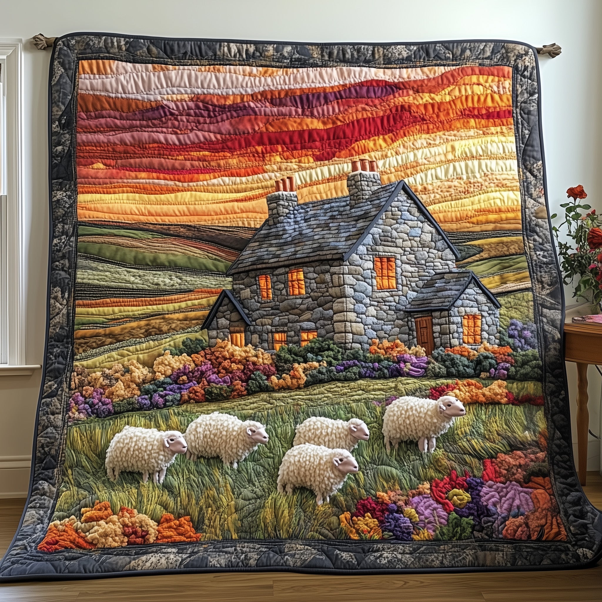 Sheep Heaven Quilted Blanket Merchandise Throw BlanketSheep Secret Santa Gifts