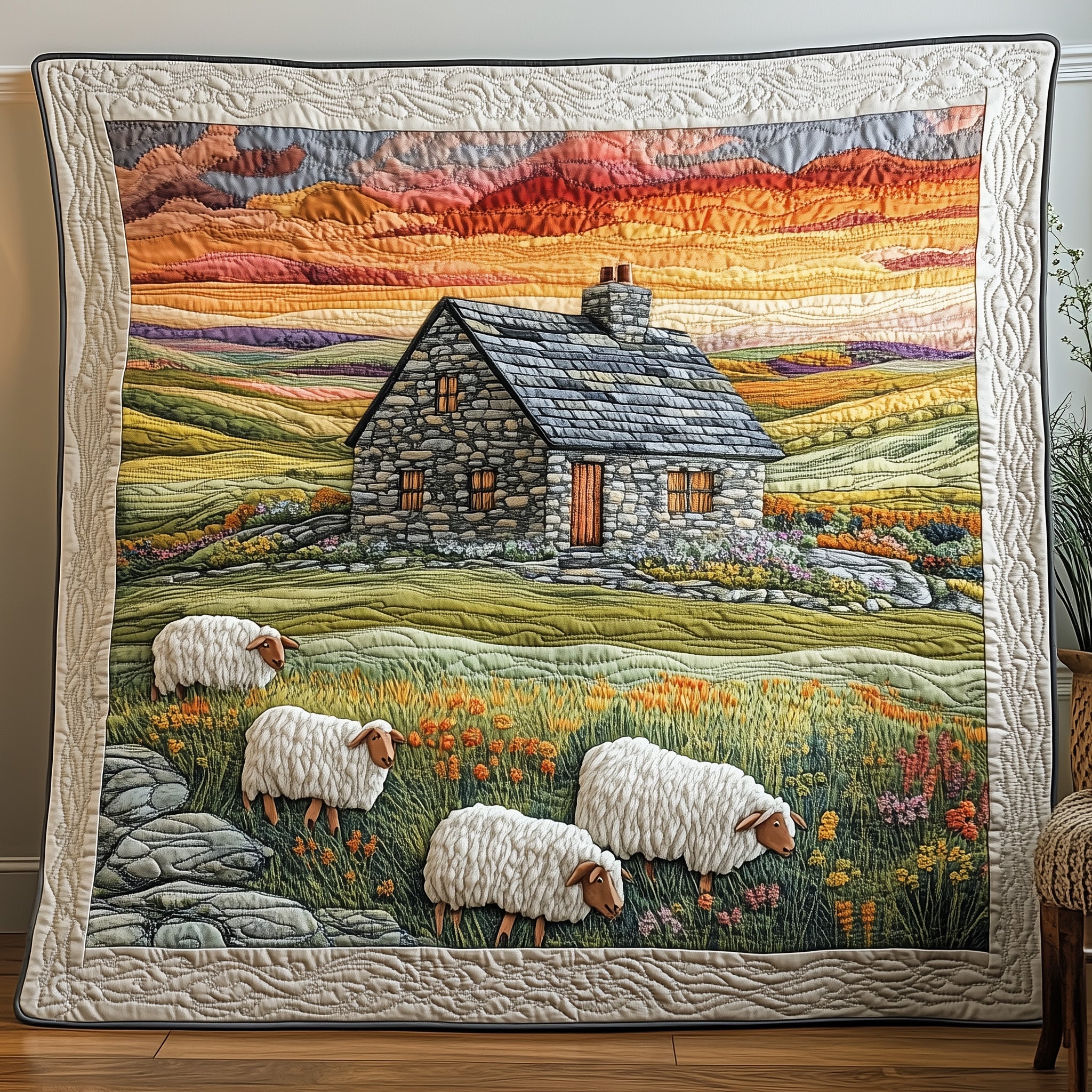 Sheep Heaven Quilted Blanket Merchandise Throw BlanketSheep Themed Gifts