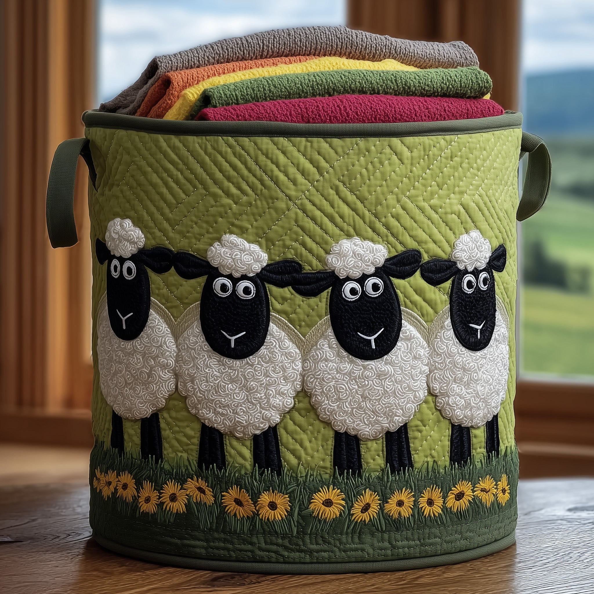 Sheep Heaven Quilted Laundry Basket Adorable Gifts For Sheep Anthusiasts