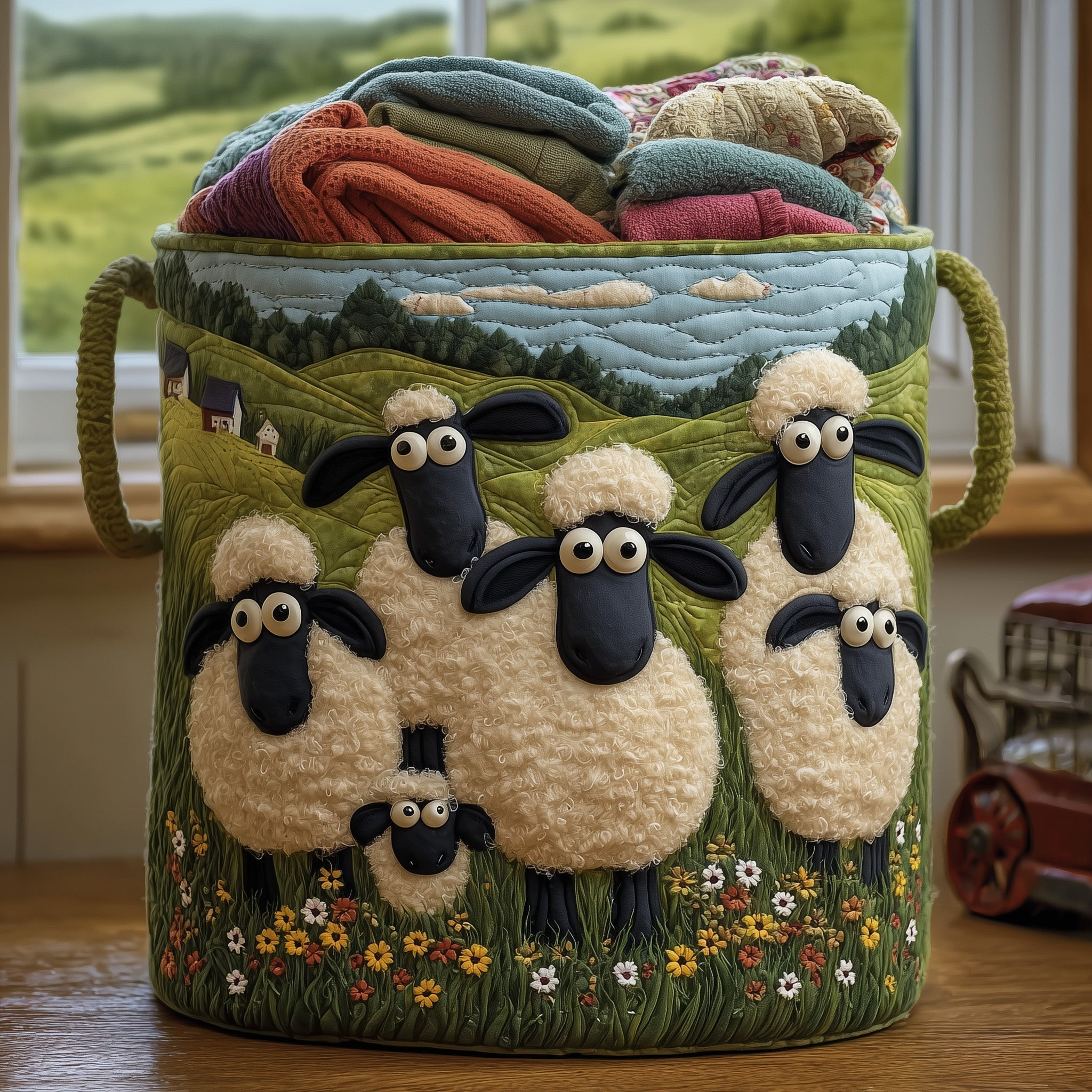 Sheep Heaven Quilted Laundry Basket Funny Home Decor Shaun And Sheep Lover Gifts