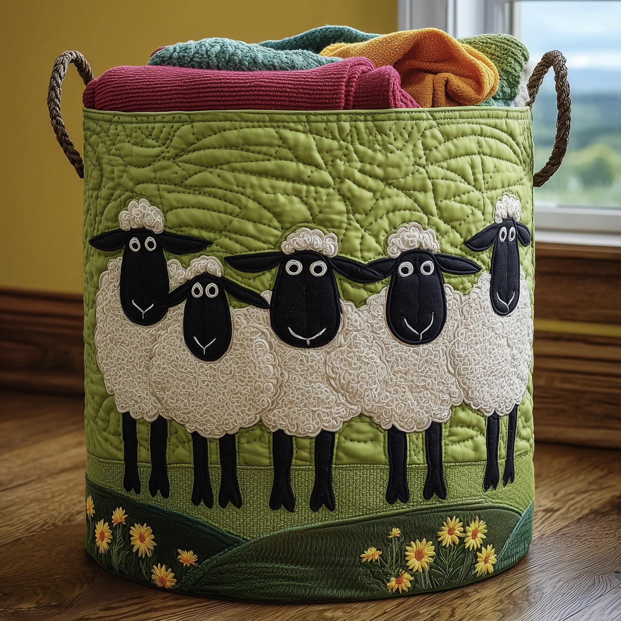 Sheep Heaven Quilted Laundry Basket Sheep Graphic Laundry Room Signs Gift Ideas