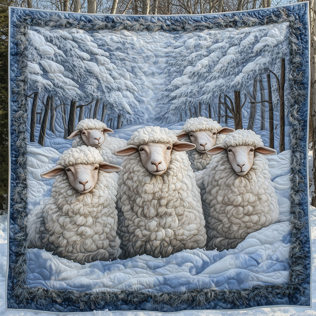 Sheep In Snowy Forest Quilt Soft Quilt Blanket Gift to Warm Hearts