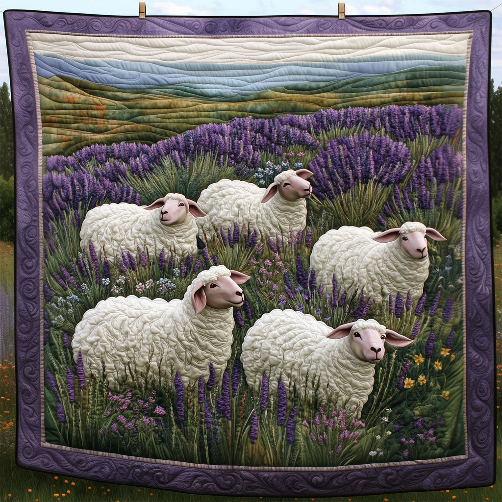 Sheep In The Lavender Field Quilt Trendy Quilt Blanket for Modern Home Interiors