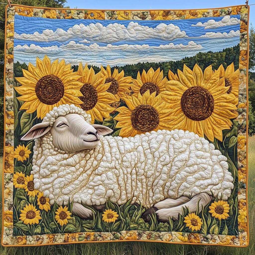 Sheep In The Sunflower Field Quilt Thoughtful Holiday Gift Featuring Quilt Blanket