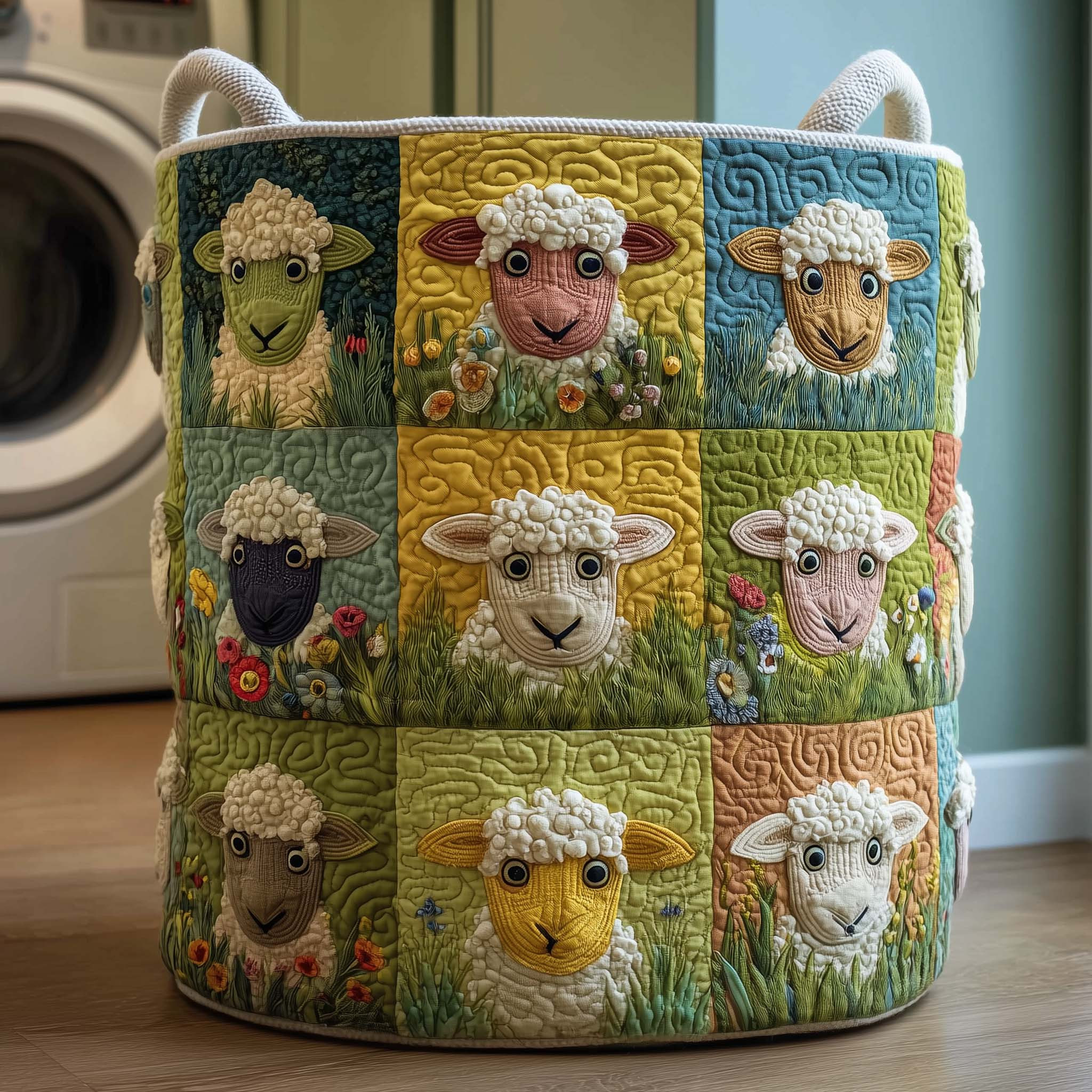 Sheep Mosaic Quilted Laundry Basket Laundry Room Signs Gifts For Sheep Keepers