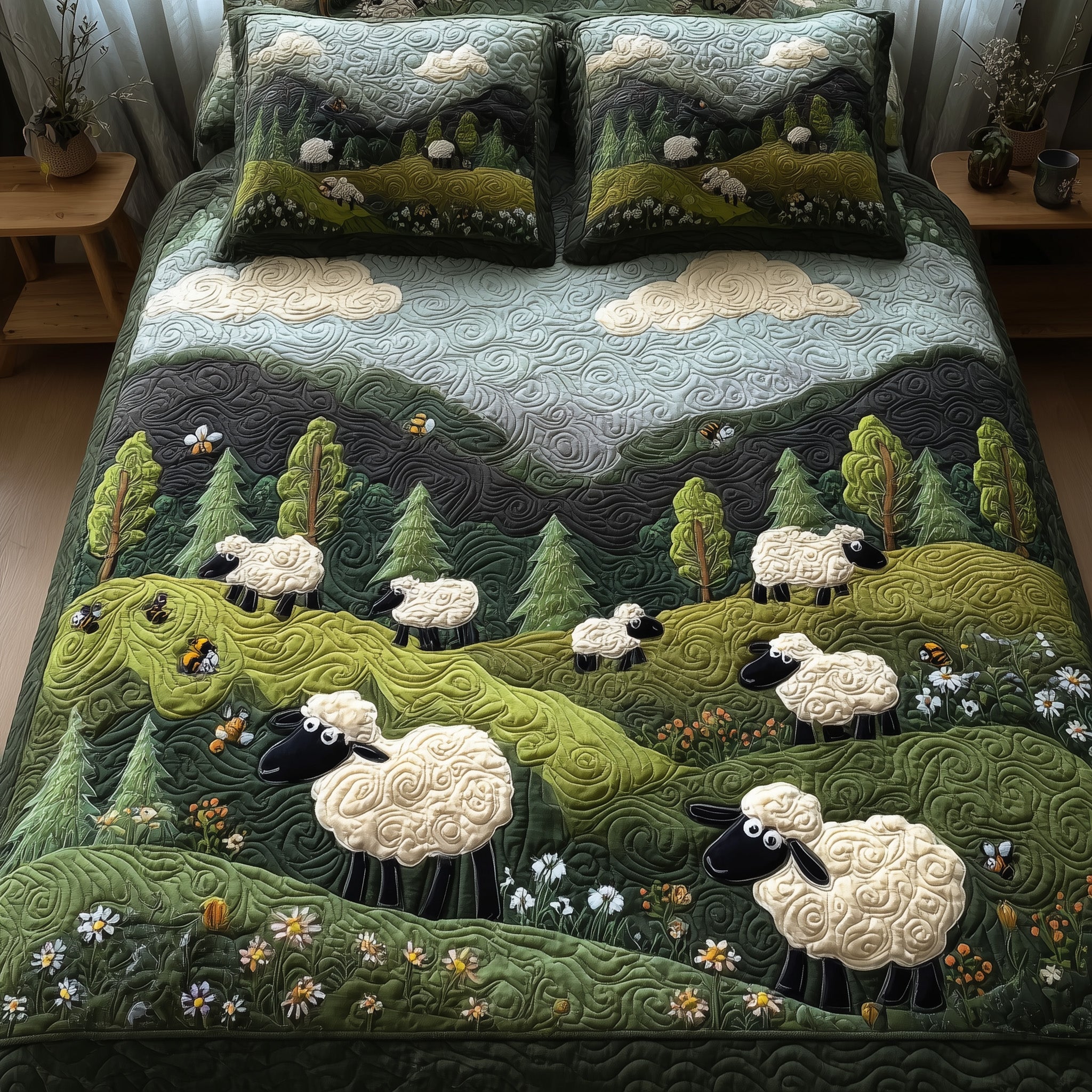 Sheep Mountain Quilted Bedding Set Durable & Long-lasting
