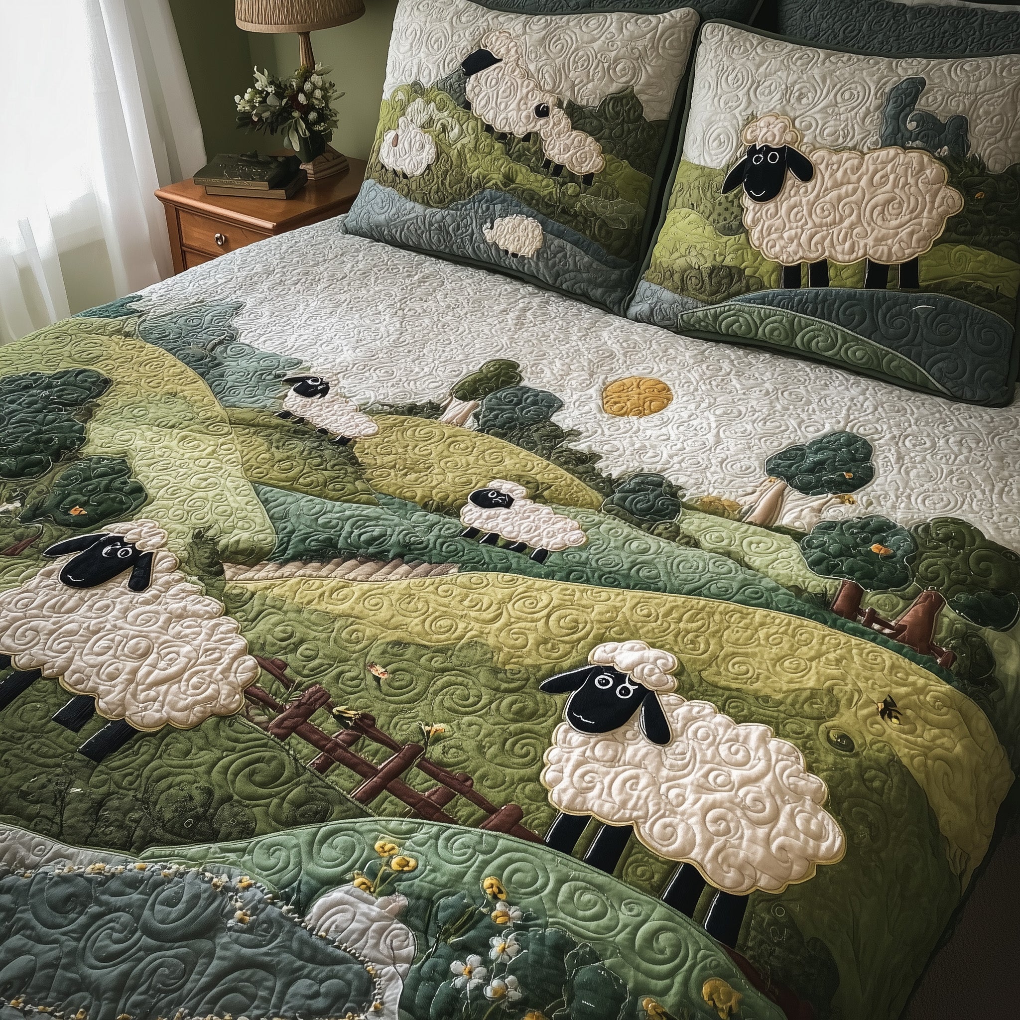 Sheep Mountain Quilted Bedding Set Home Decor Collection