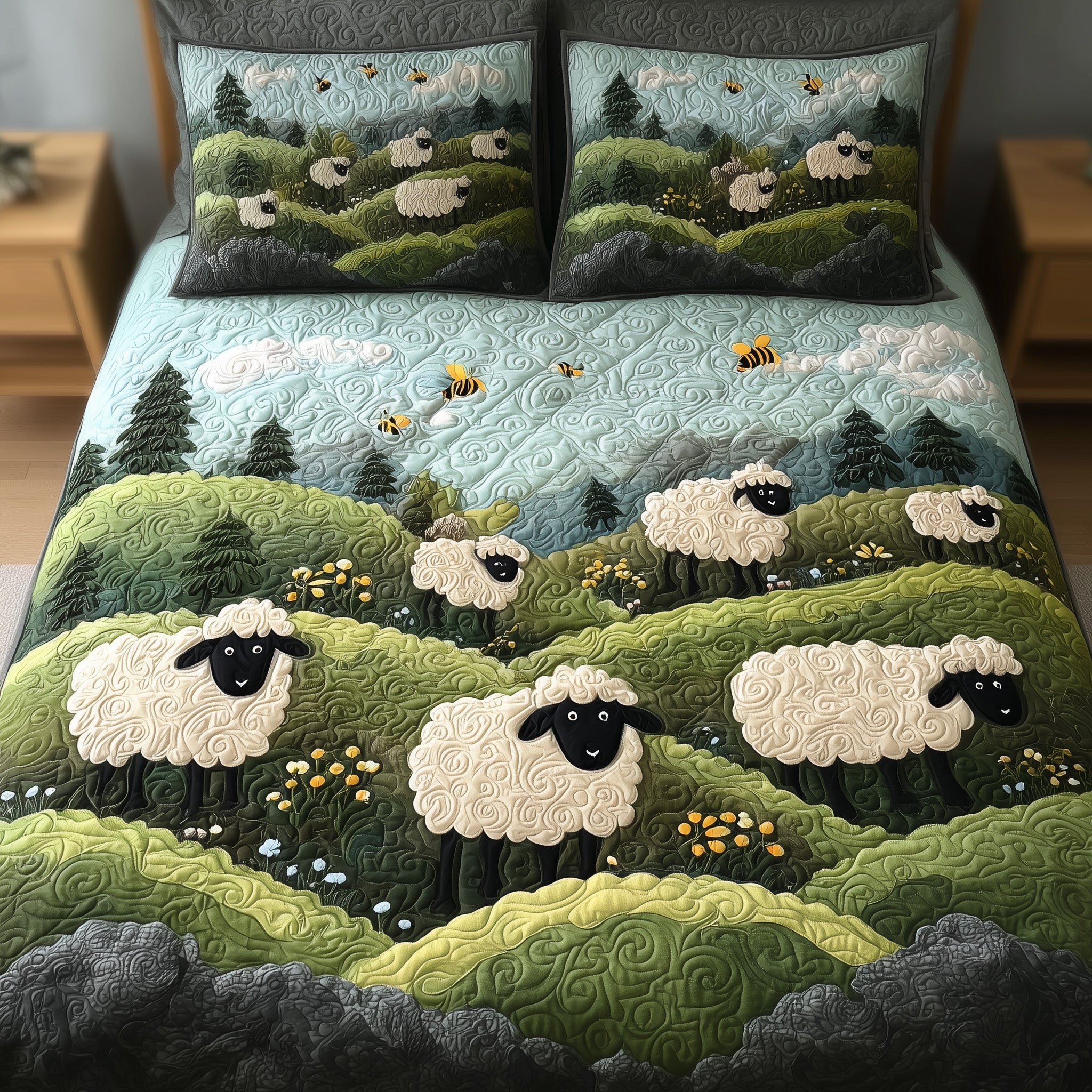 Sheep Mountain Quilted Bedding Set Machine Washable