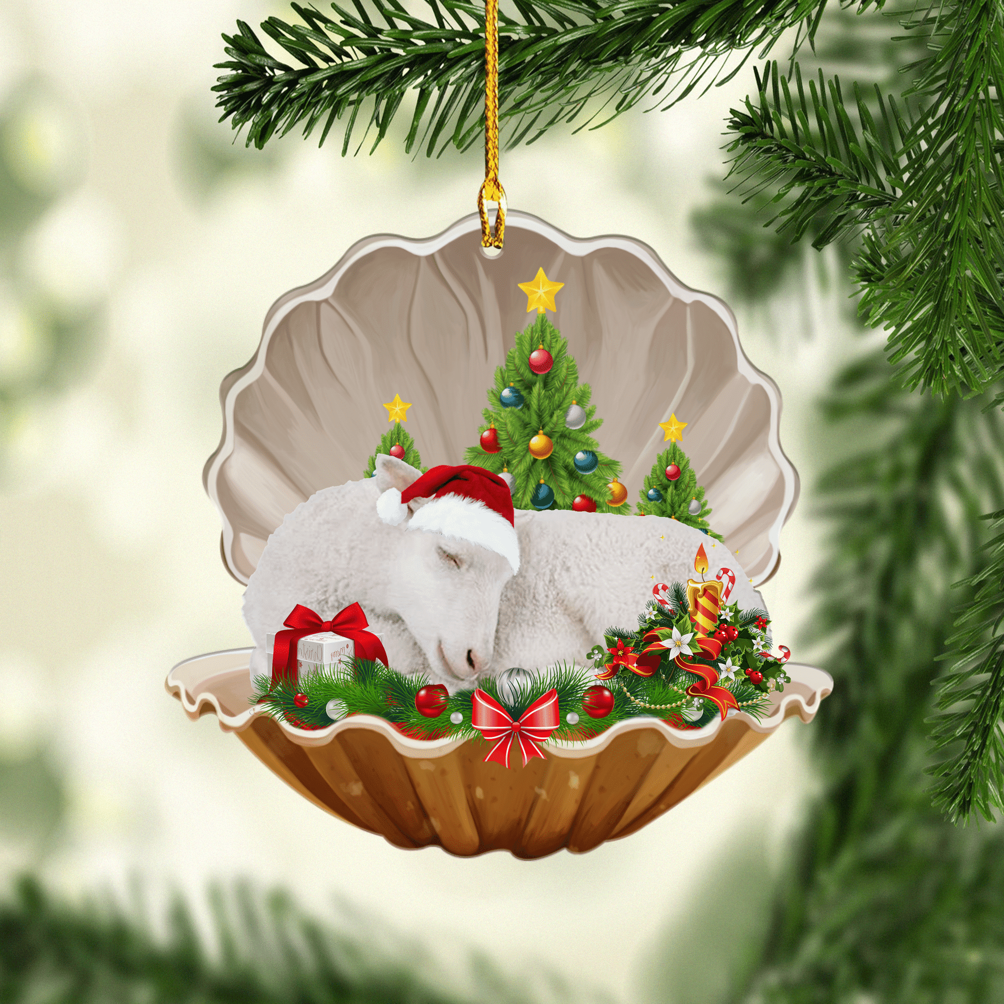 Sheep Pearl In Christmas Acrylic Shaped Ornaments Gift for Farmer
