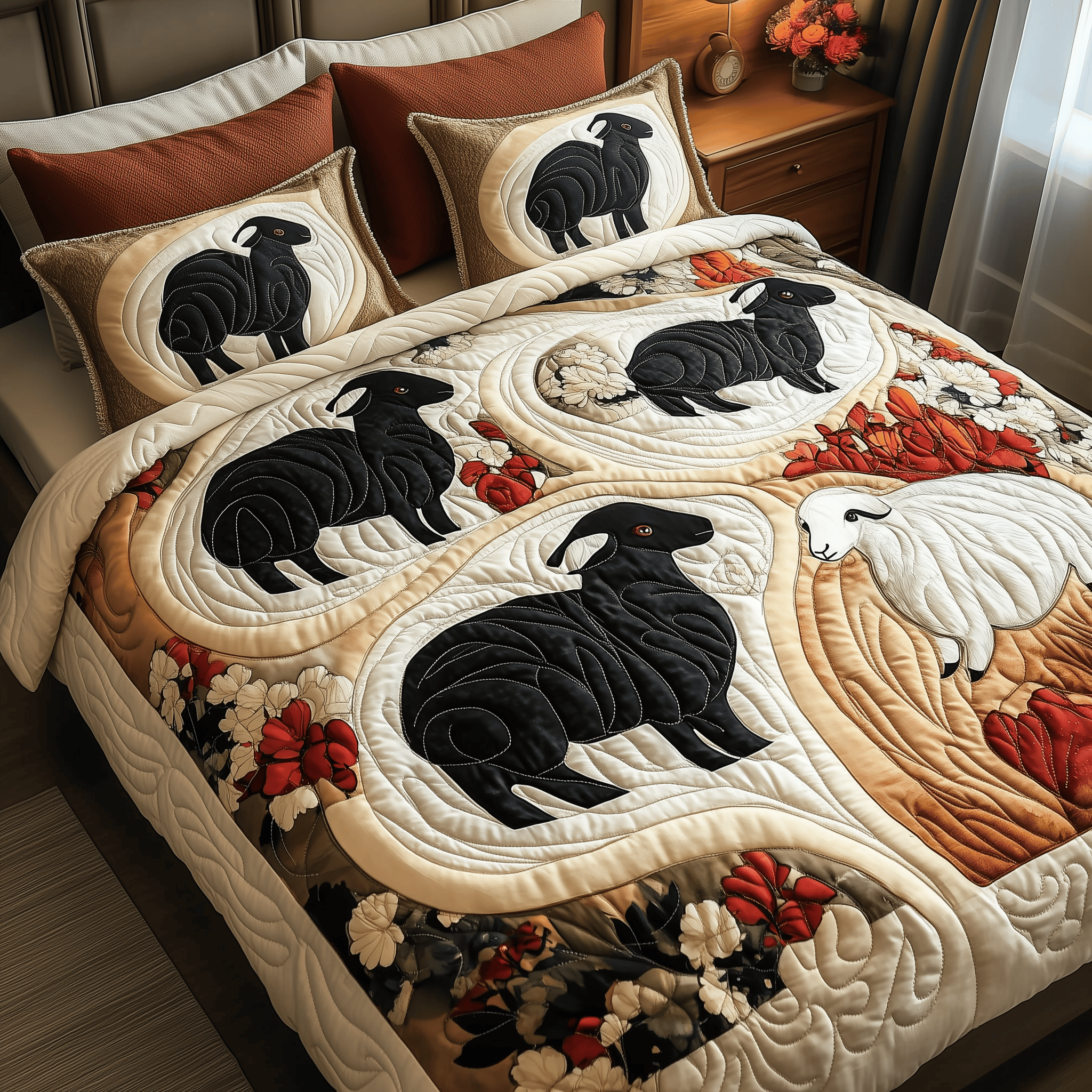 Sheep Quilted Bedding Set Christmas Bedding Set Top Christmas Gifts 2024 For Sheep Lovers