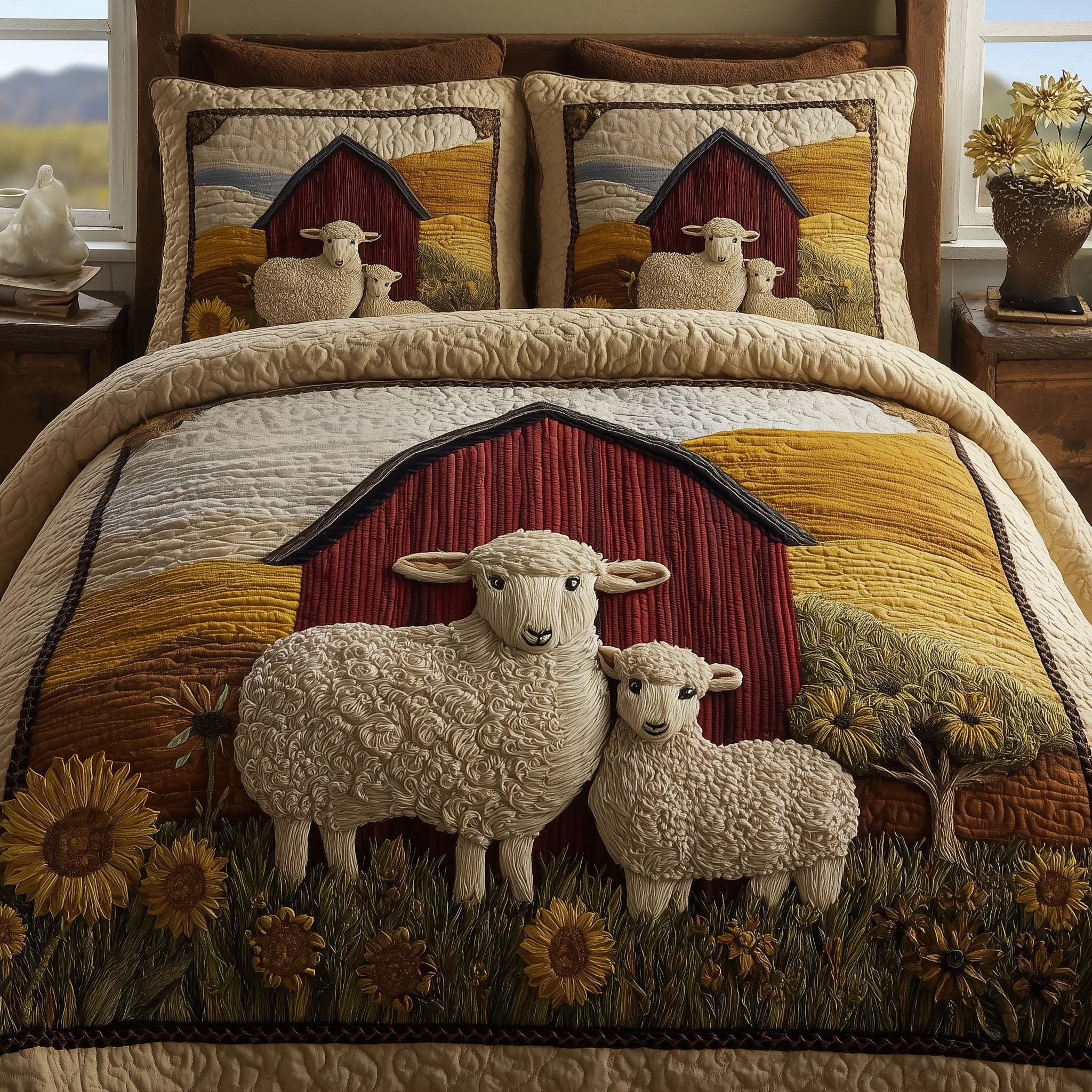 Sheep Quilted Bedding Set Duvet Cover Bedspread Unusual Sheep Gifts