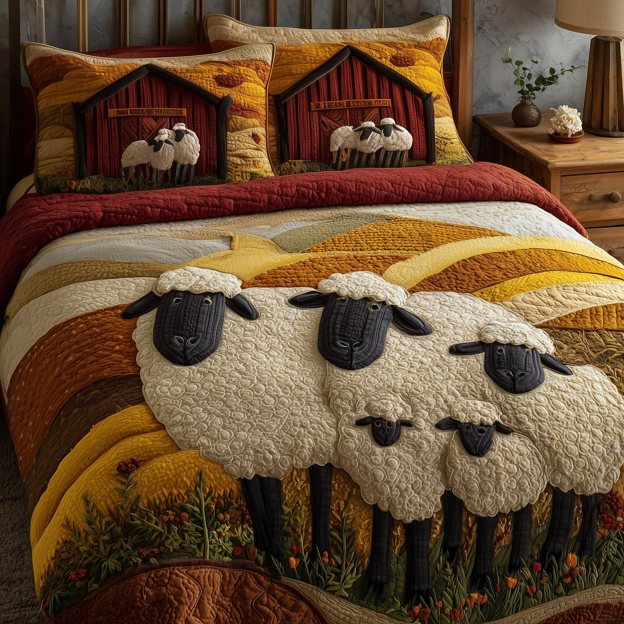 Sheep Quilted Bedding Set Elegant Bedding