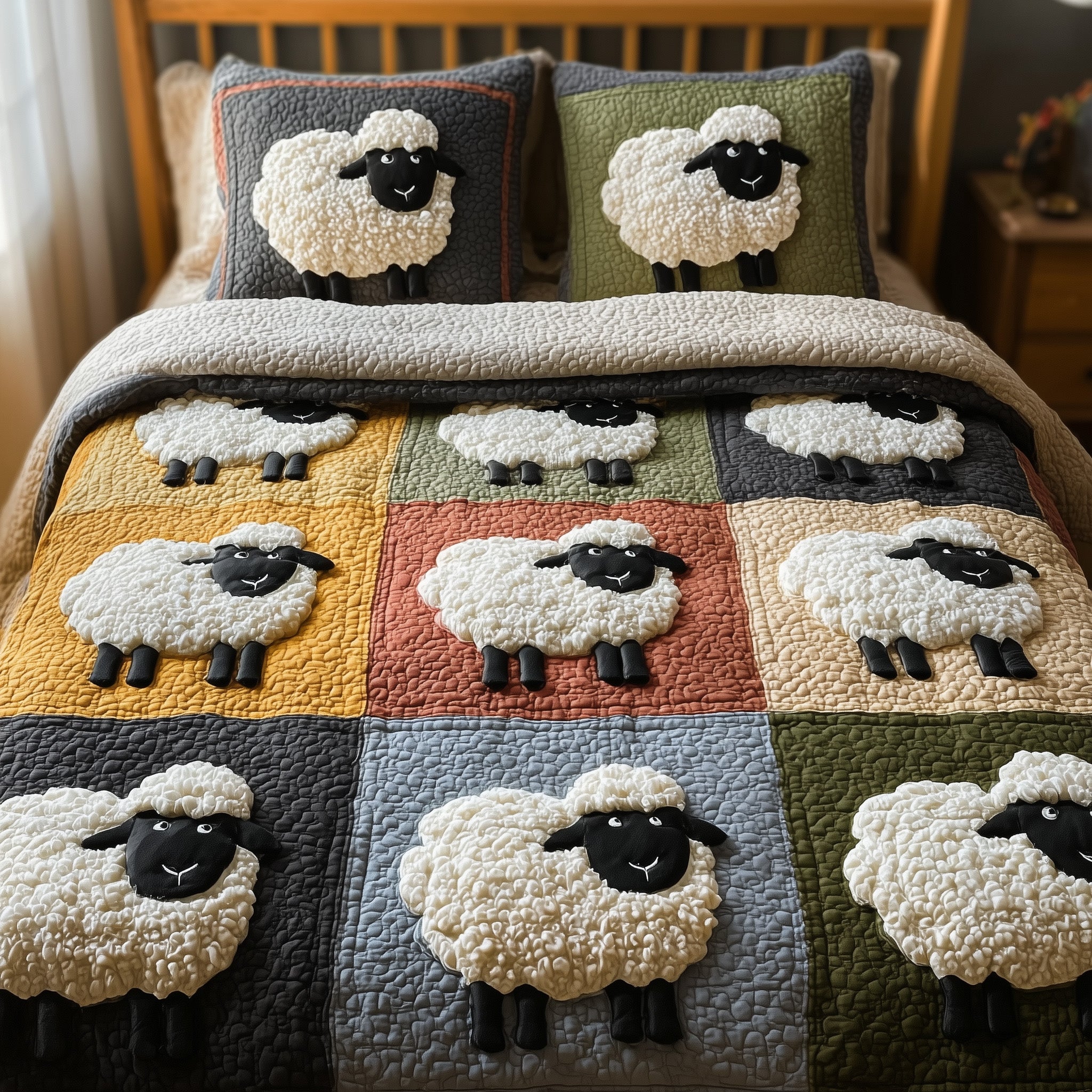 Sheep Quilted Bedding Set Modern Design