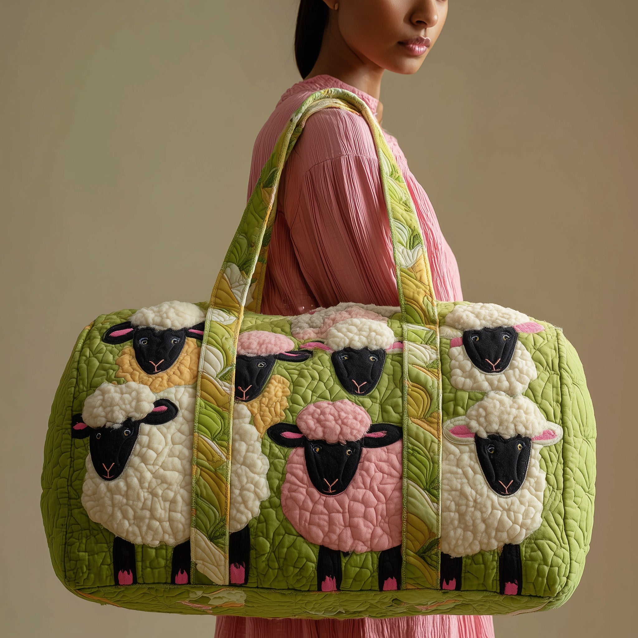 Sheep Quilted Duffle Bag For Weekend Trips