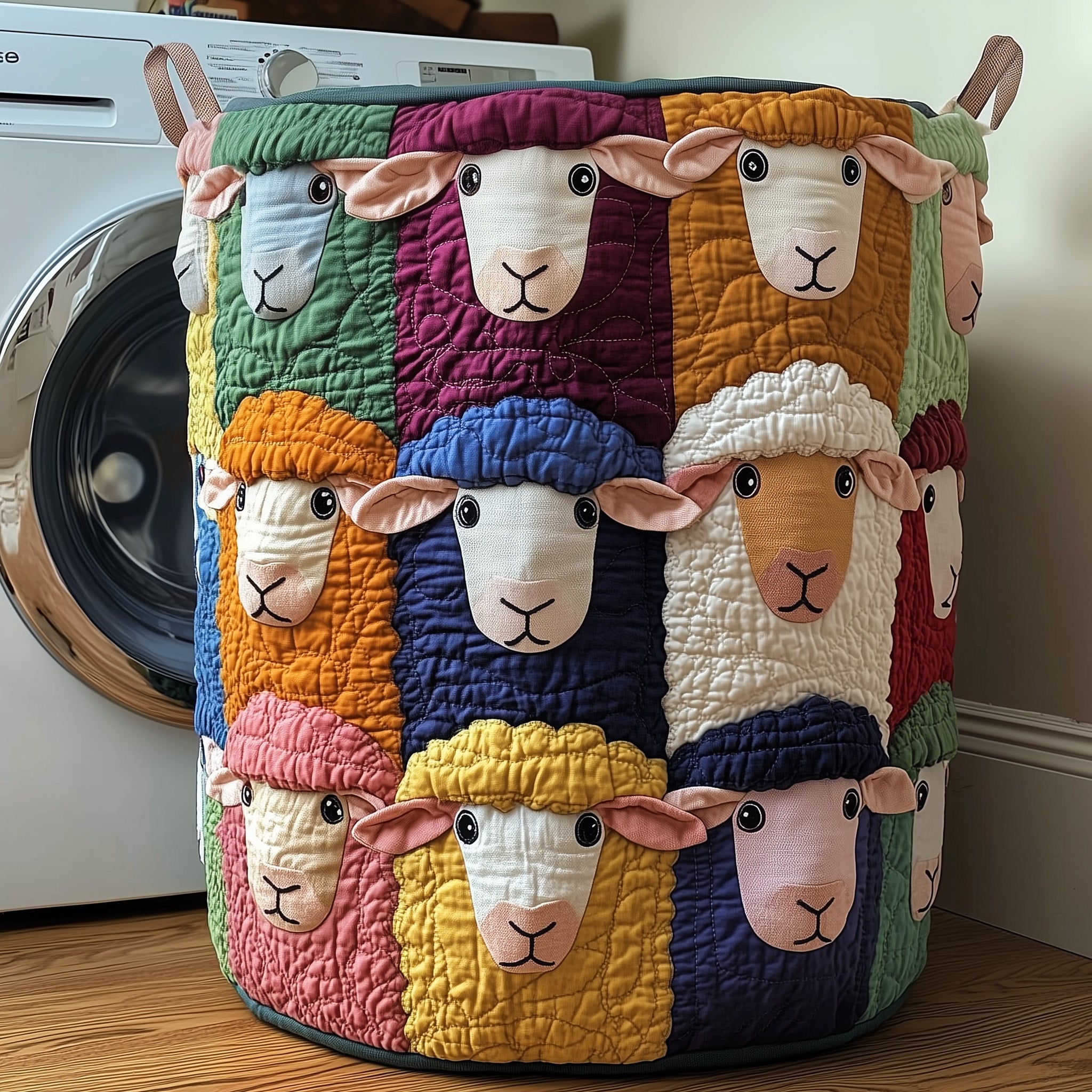 Sheep Quilted Laundry Basket Christmas Merch Gift