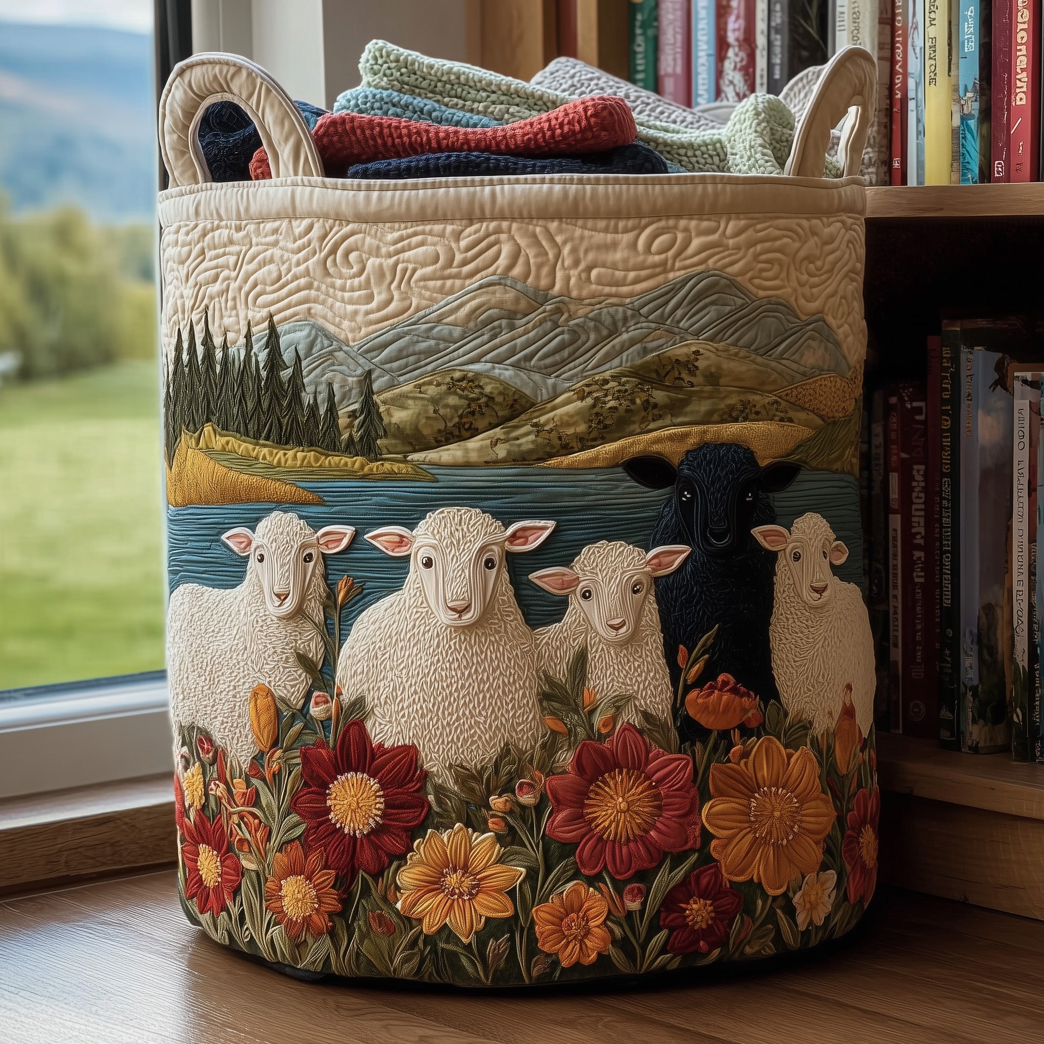 Sheep Quilted Laundry Basket Merch For Dad