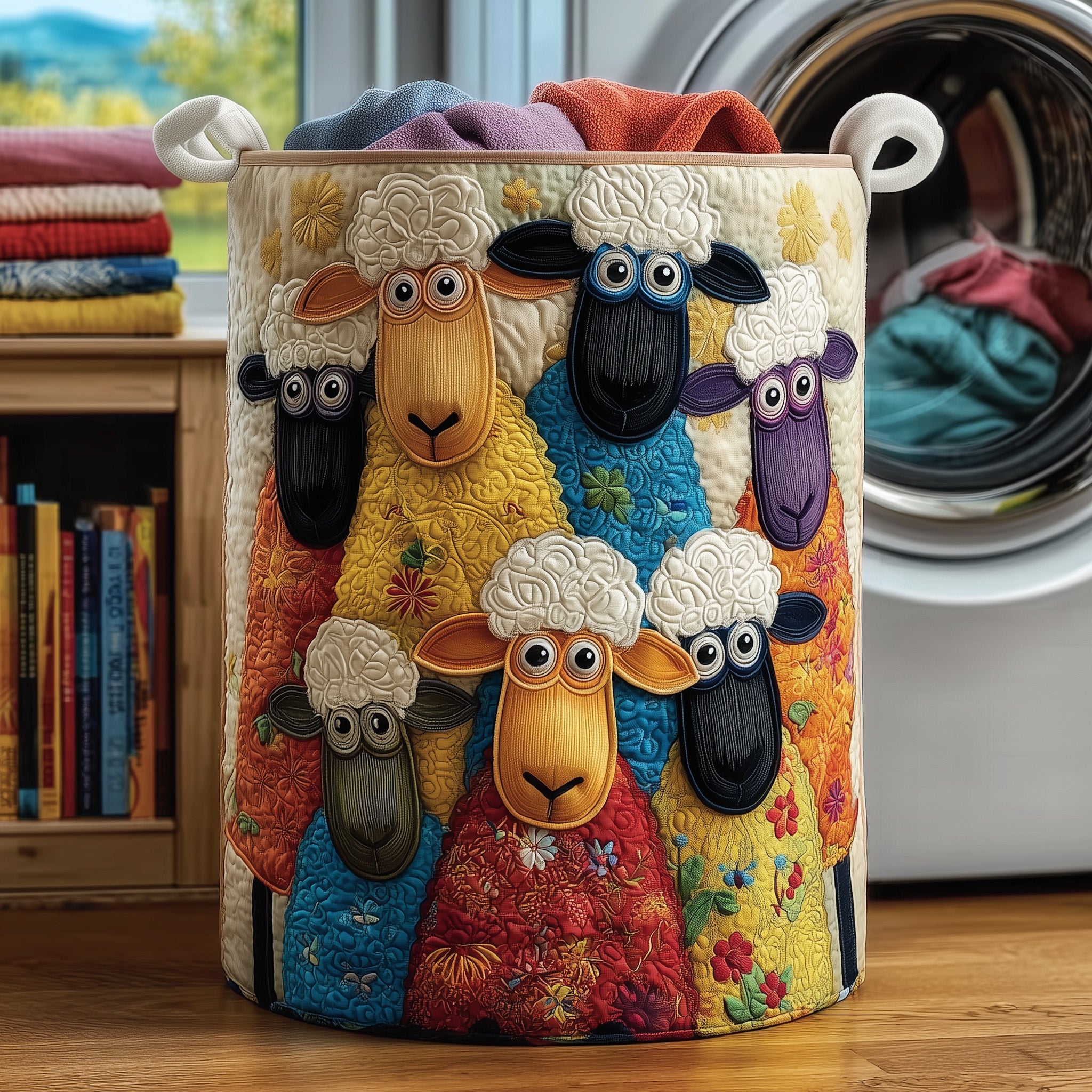Sheep Quilted Laundry Basket Merch For Family