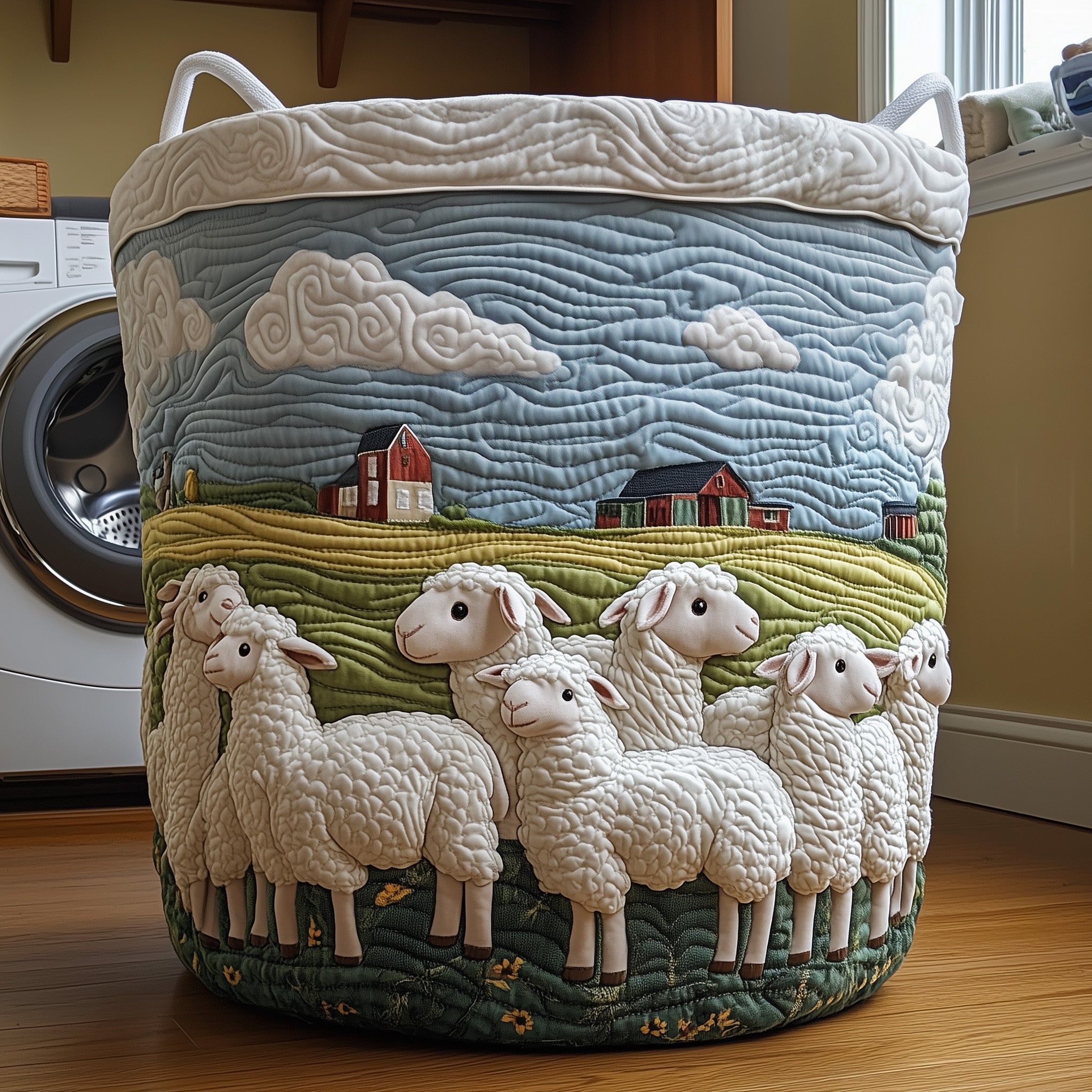 Sheep Quilted Laundry Basket Winter Merch Essentials