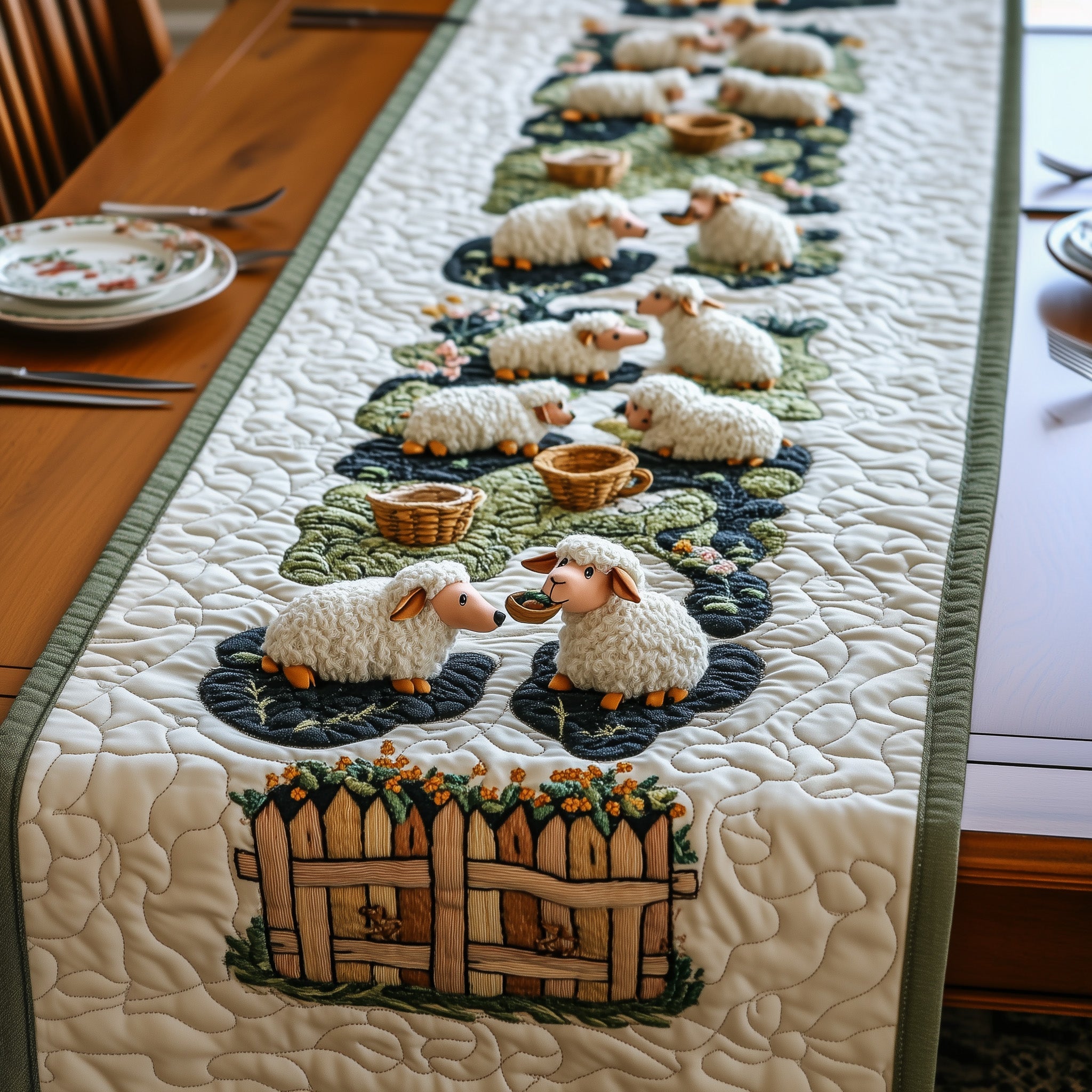 Sheep Quilted Table Runner Christmas Table Runner