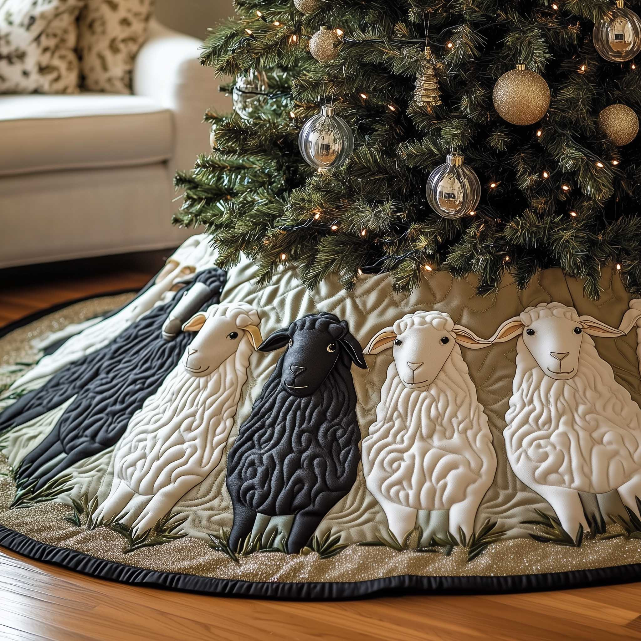 Sheep Quilted Tree Skirt Best Living Room Christmas Decorations Sheep Inspired Gifts