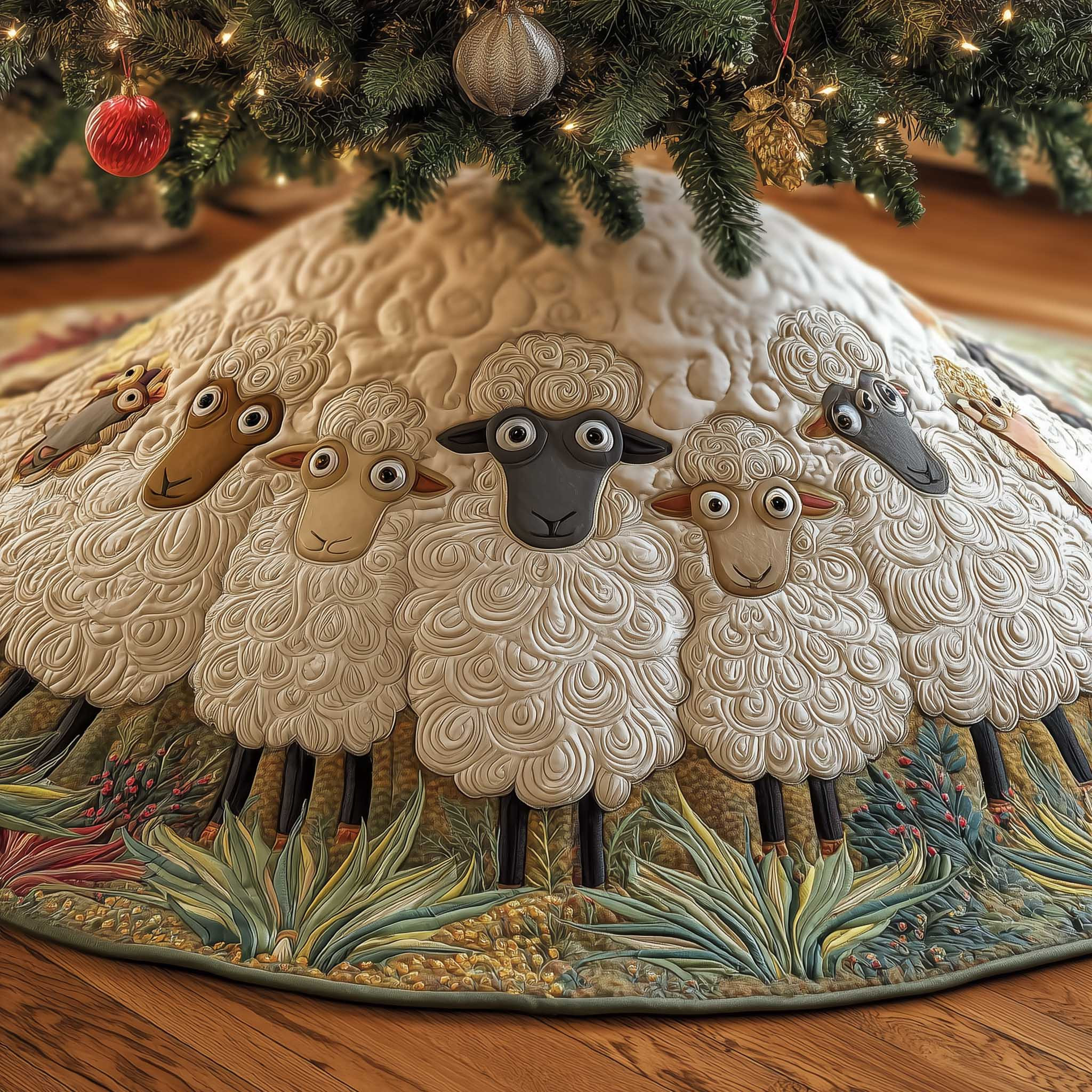 Sheep Quilted Tree Skirt Best Living Room Christmas Decorations Sheep Inspired Gifts