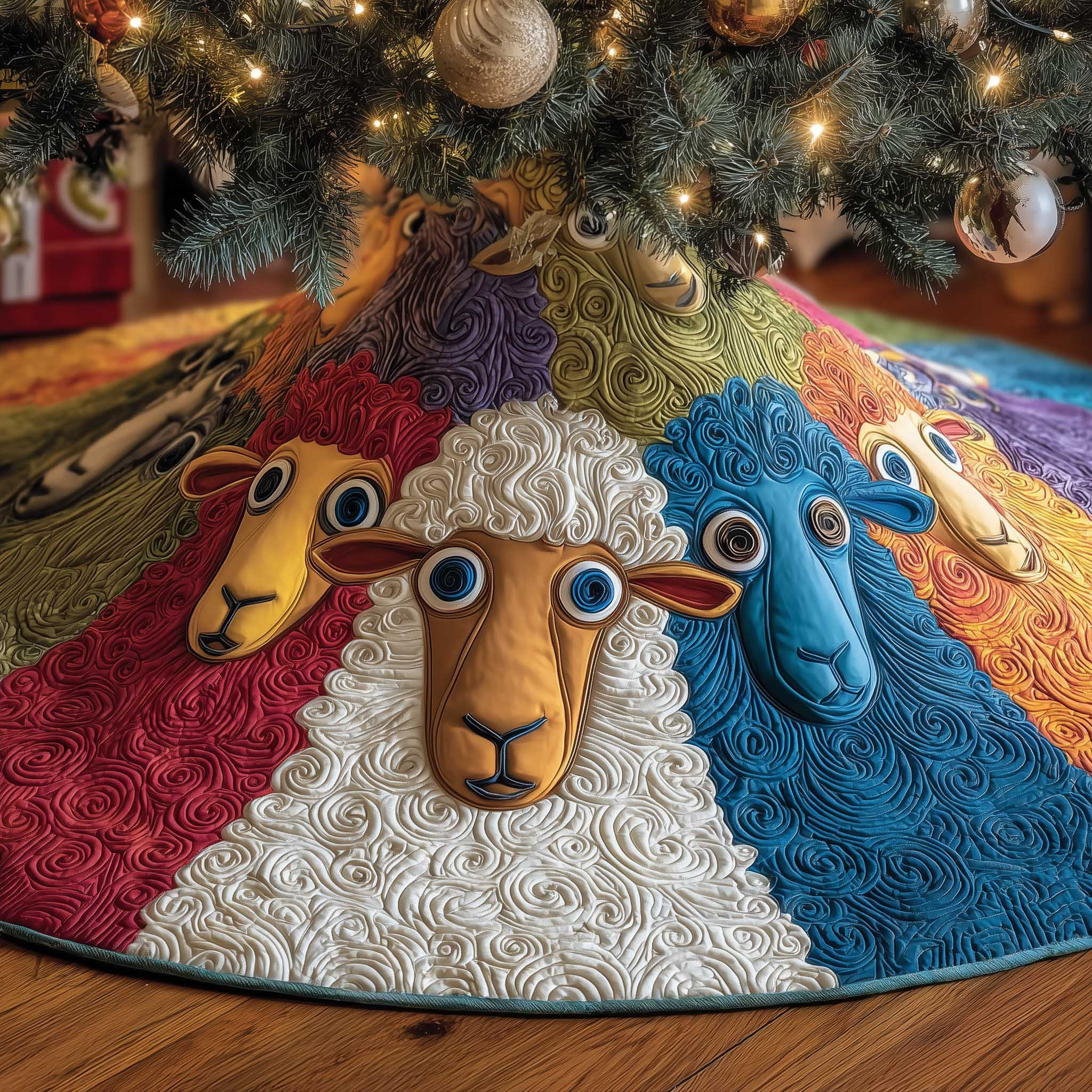 Sheep Quilted Tree Skirt Trending Home Decor 2025 Christmas Gifts For Sheep Lover