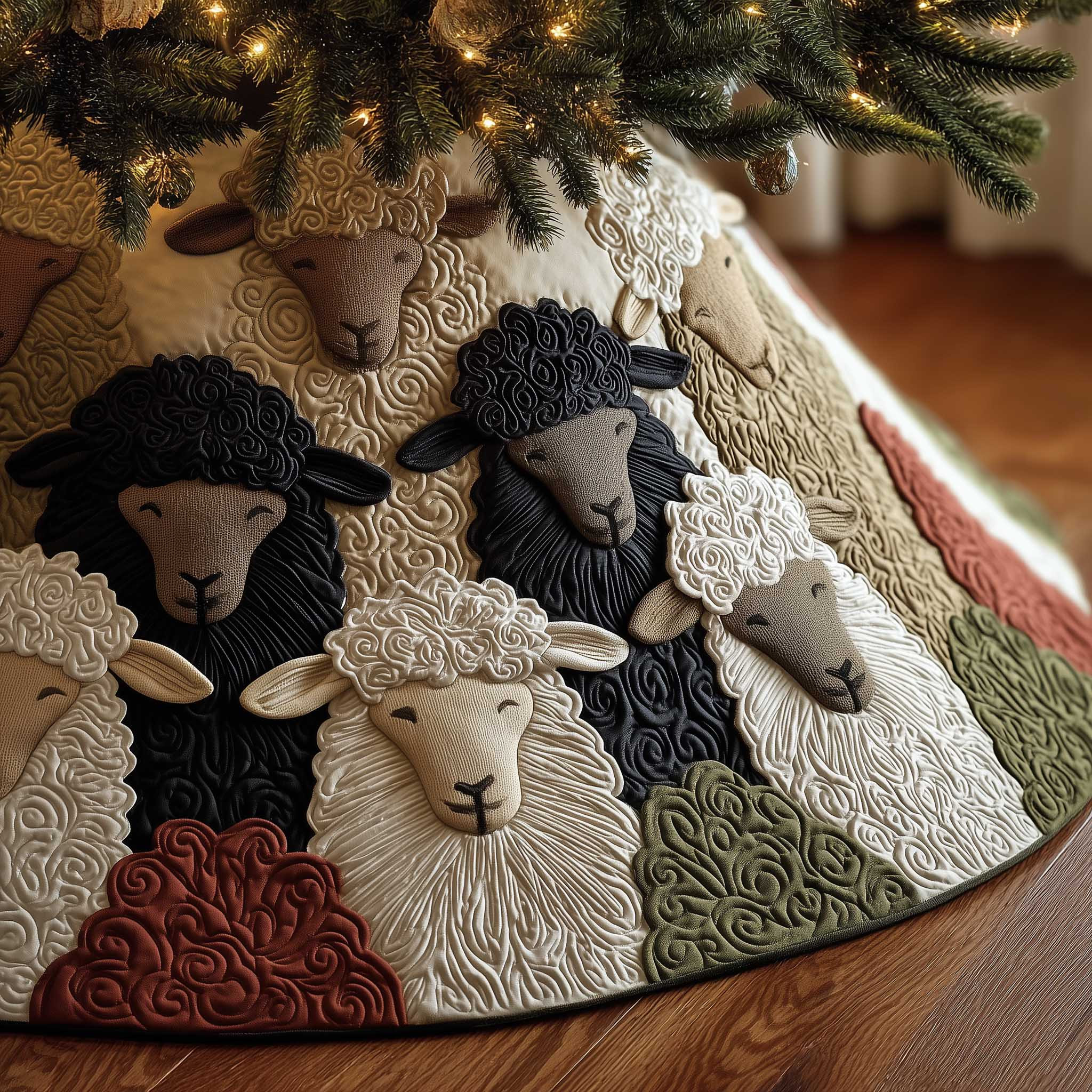 Sheep Quilted Tree Skirt Trending Home Decor 2025 Xmas Gifts For Sheep Lover
