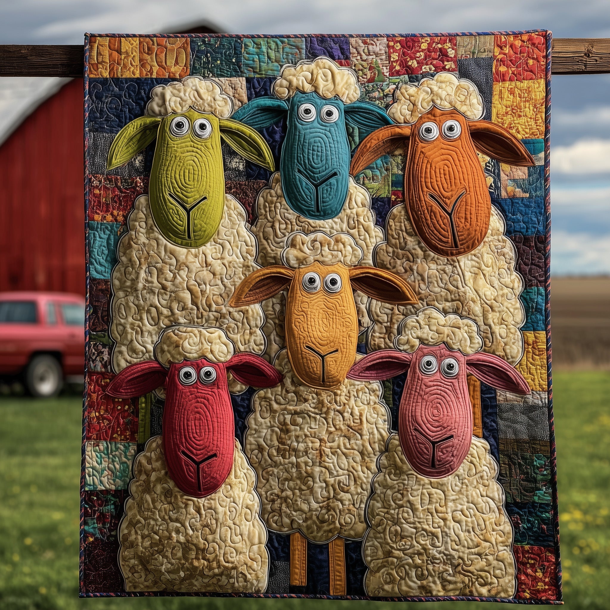 Sheep Serenity Quilted Blanket Merchandise Throw BlanketLamb Sheep Gift Christmas