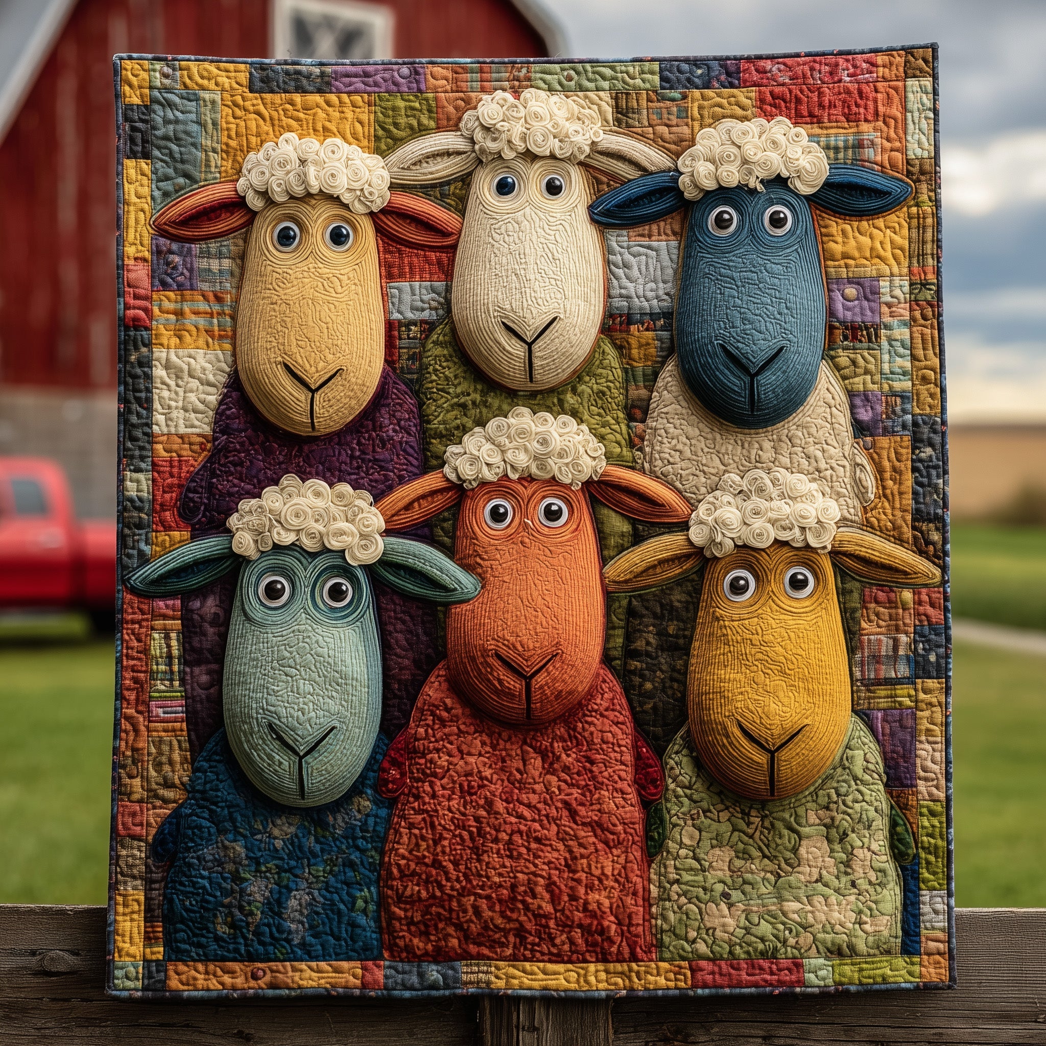 Sheep Serenity Quilted Blanket Merchandise Throw BlanketPresents For Sheep Farmers