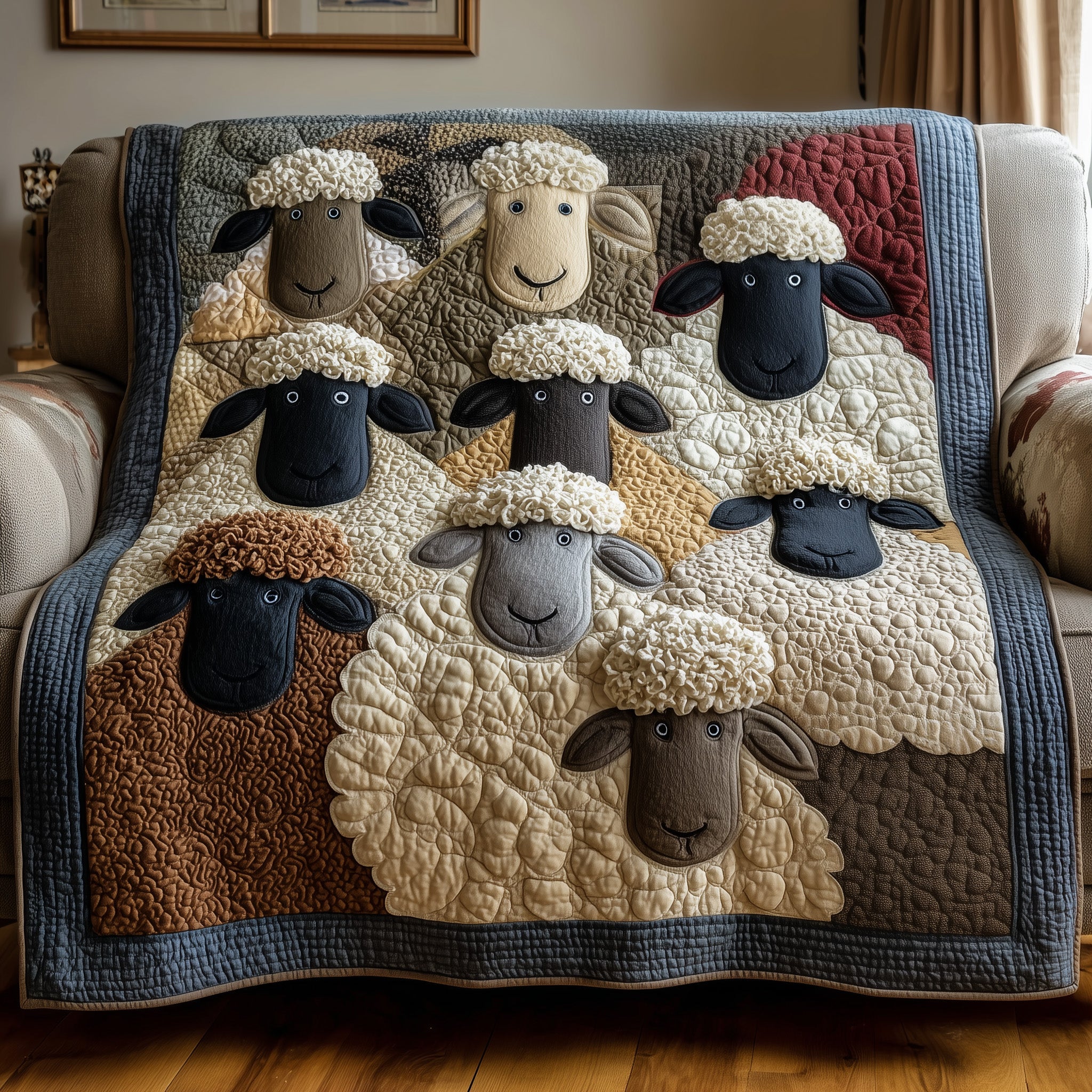 Sheep Serenity Quilted Blanket Merchandise Throw BlanketSheep Themed Gifts Christmas