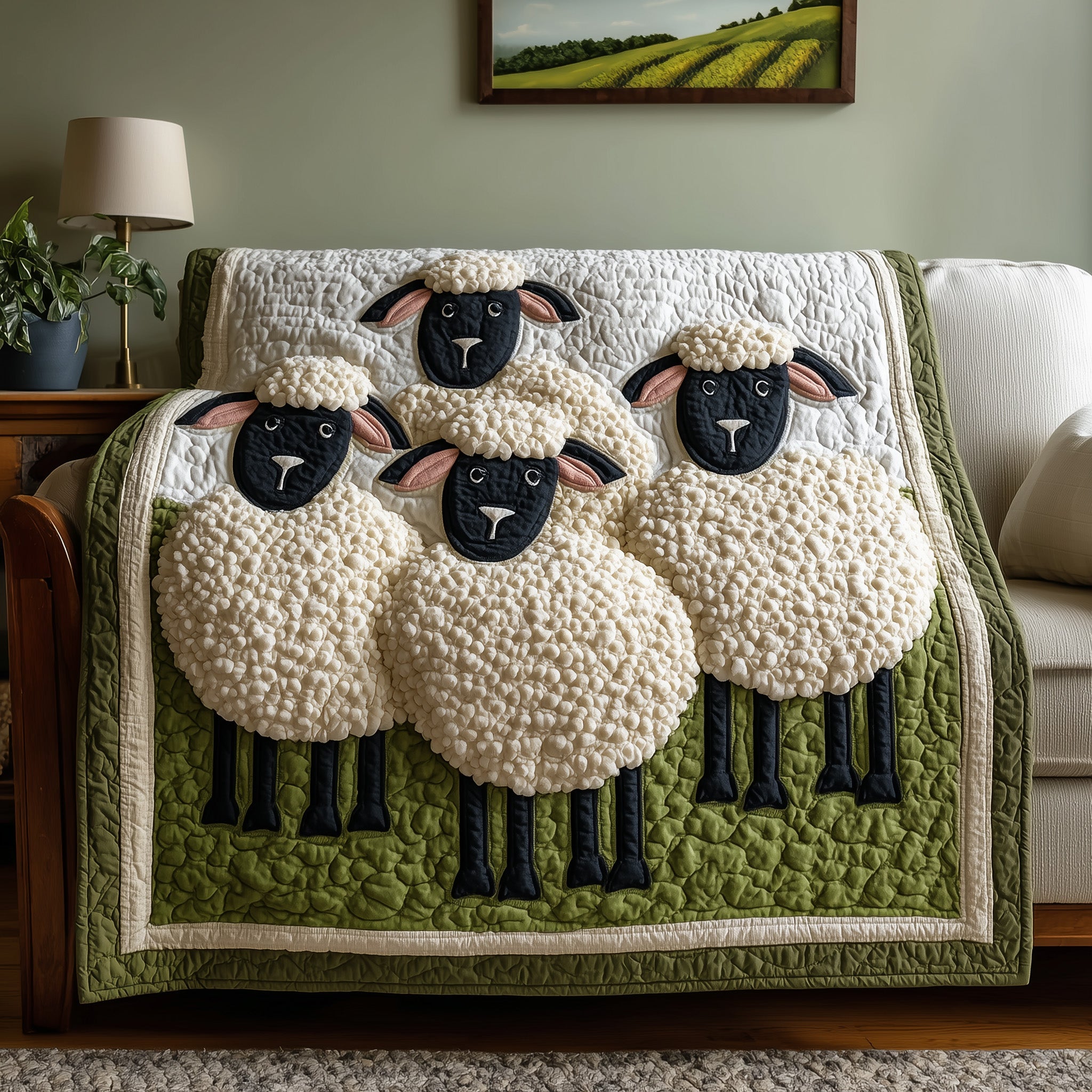 Sheep Serenity Quilted Blanket Nice Throw BlanketLamb Sheep Gifts For Men